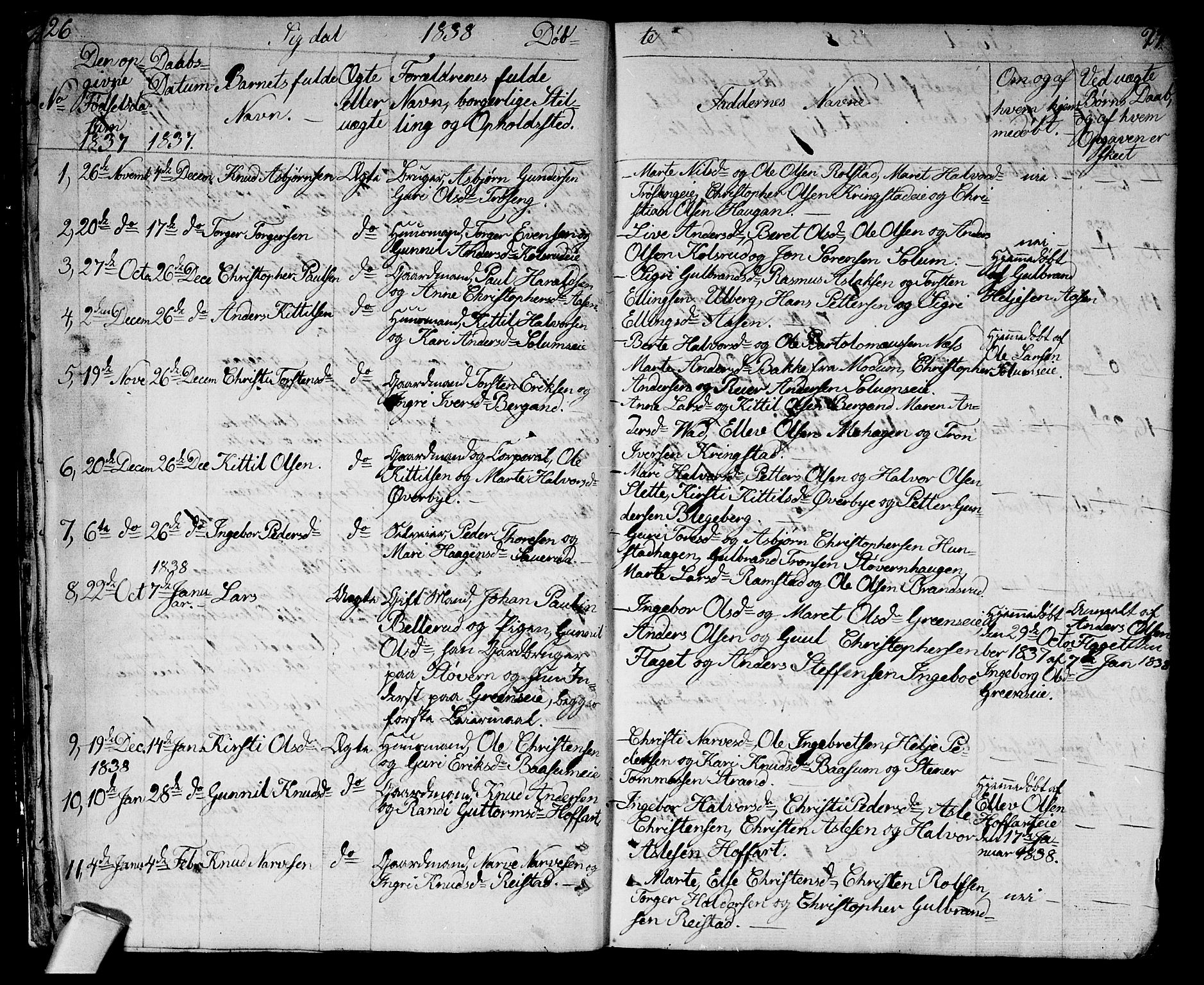 Sigdal kirkebøker, AV/SAKO-A-245/G/Ga/L0002: Parish register (copy) no. I 2, 1835-1856, p. 26-27