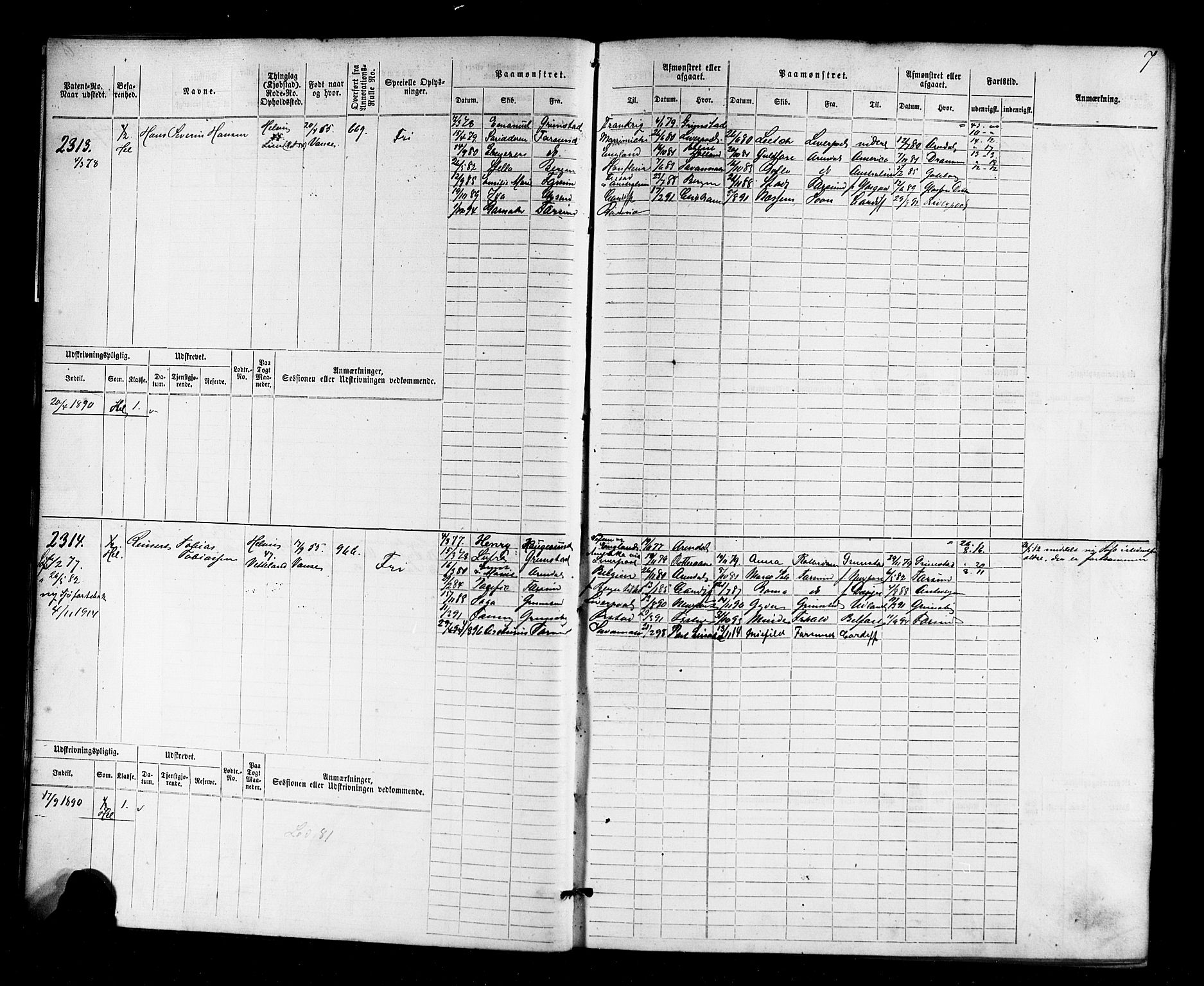 Farsund mønstringskrets, AV/SAK-2031-0017/F/Fb/L0018: Hovedrulle nr 2301-3066, Z-10, 1875-1914, p. 8