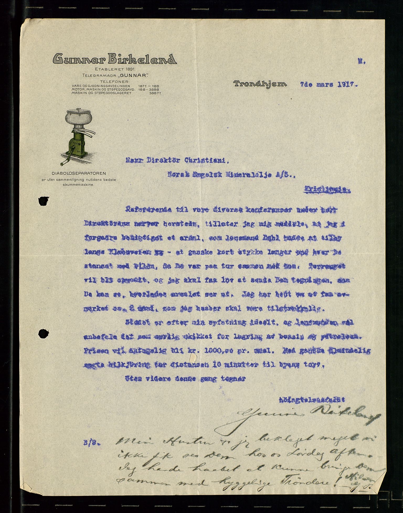 Pa 1521 - A/S Norske Shell, SAST/A-101915/E/Ea/Eaa/L0001: Sjefskorrespondanse, 1917, p. 698