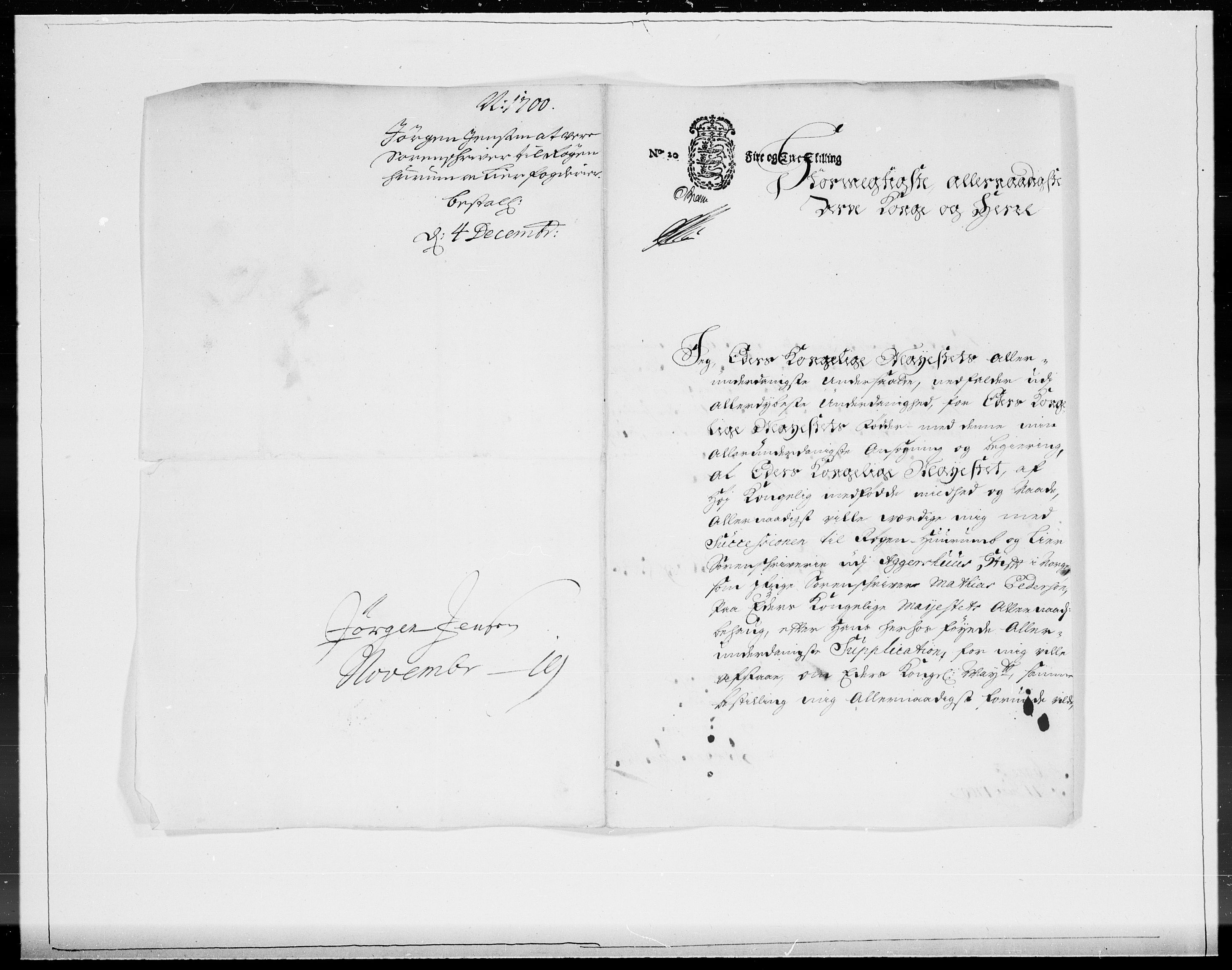 Danske Kanselli 1572-1799, RA/EA-3023/F/Fc/Fcc/Fcca/L0051: Norske innlegg 1572-1799, 1700, p. 181