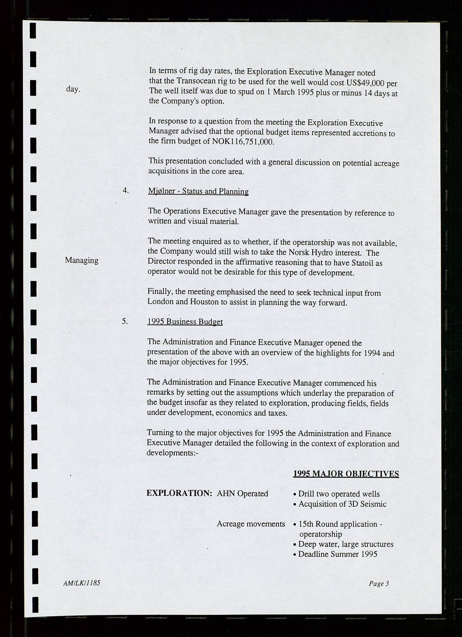 Pa 1766 - Hess Norge AS, AV/SAST-A-102451/A/Aa/L0001: Referater og sakspapirer, 1995-1997, p. 14