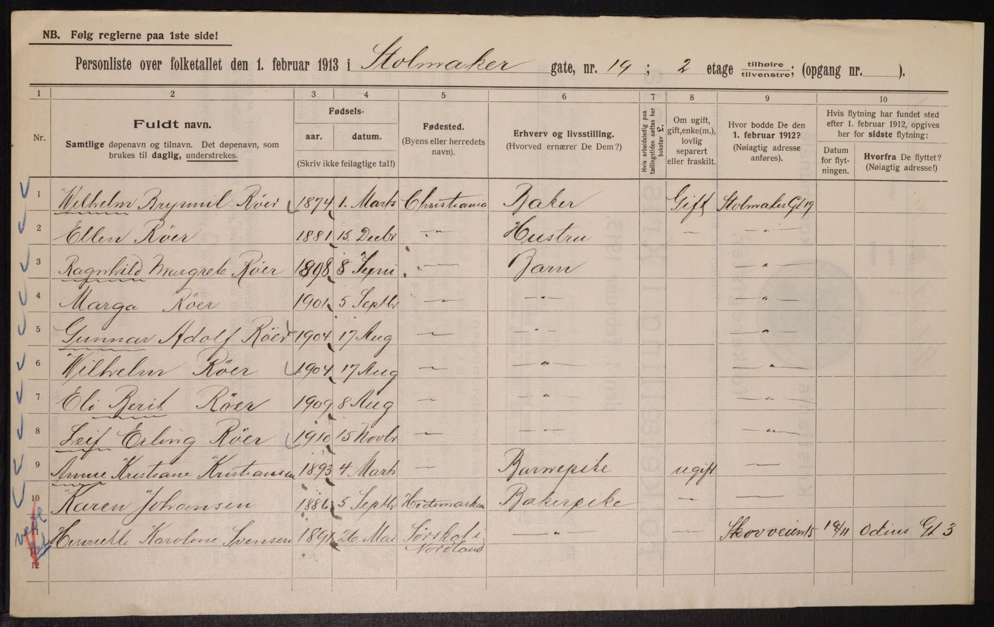 OBA, Municipal Census 1913 for Kristiania, 1913, p. 102904