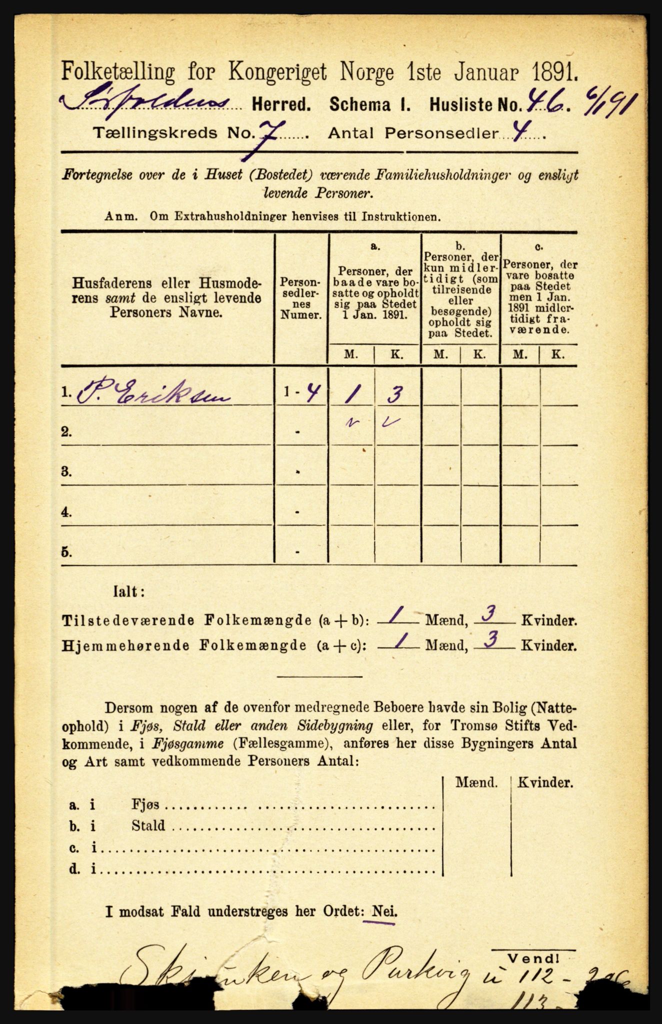 RA, 1891 census for 1845 Sørfold, 1891, p. 2195