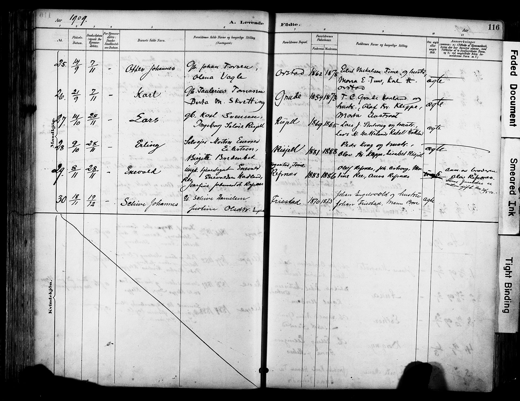 Klepp sokneprestkontor, AV/SAST-A-101803/001/3/30BA/L0009: Parish register (official) no. A 7, 1886-1915, p. 116