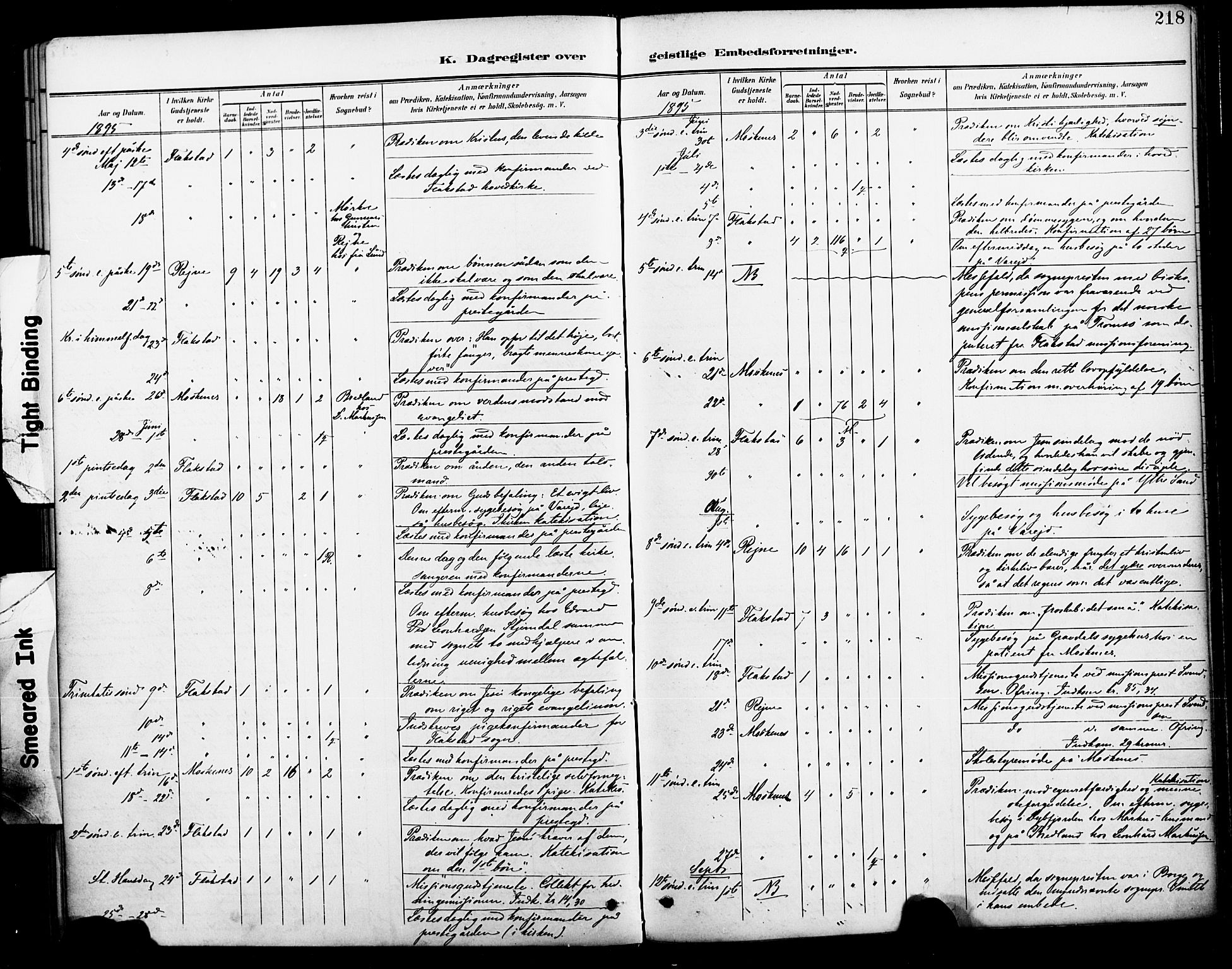 Ministerialprotokoller, klokkerbøker og fødselsregistre - Nordland, AV/SAT-A-1459/885/L1205: Parish register (official) no. 885A06, 1892-1905, p. 218