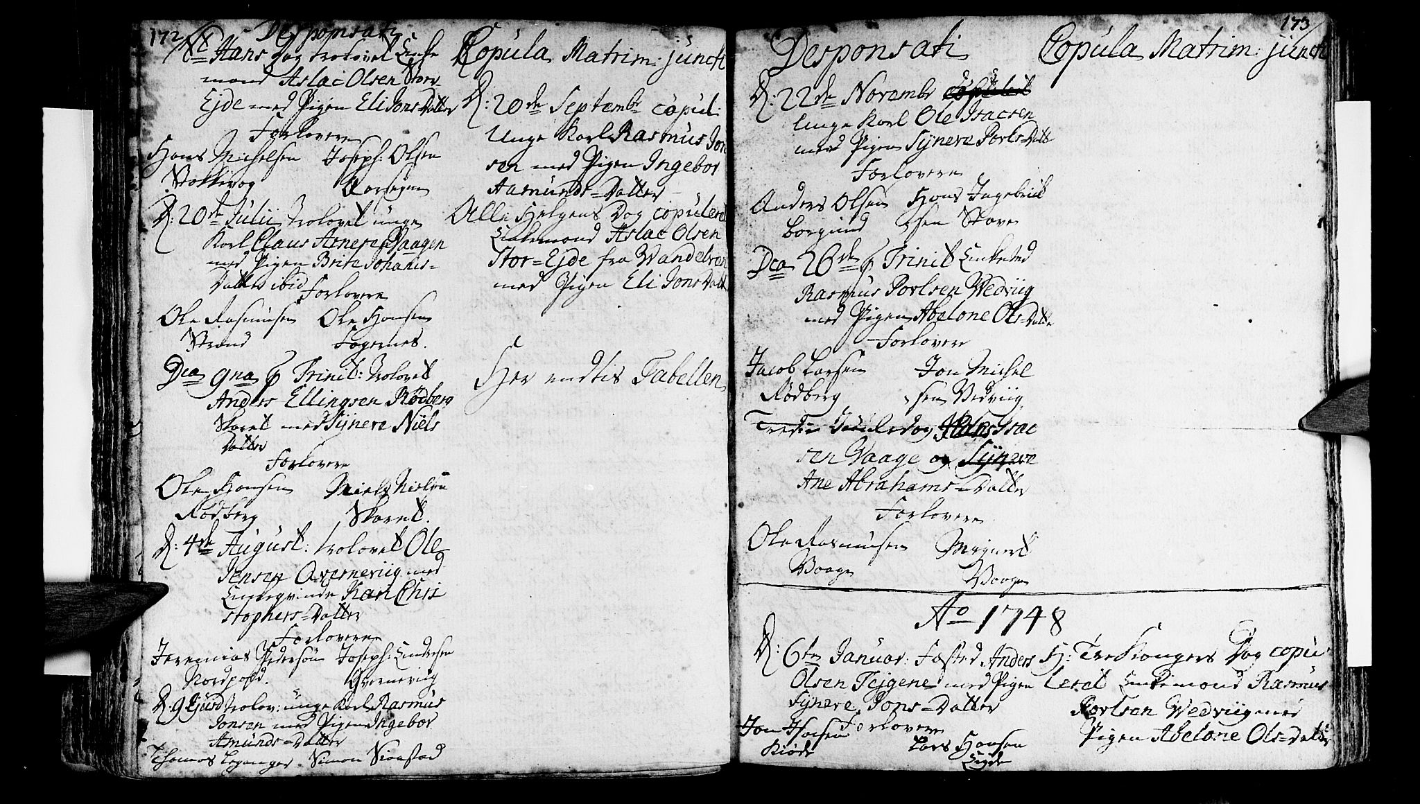 Selje sokneprestembete, SAB/A-99938/H/Ha/Haa/Haaa: Parish register (official) no. A 4, 1743-1759, p. 172-173