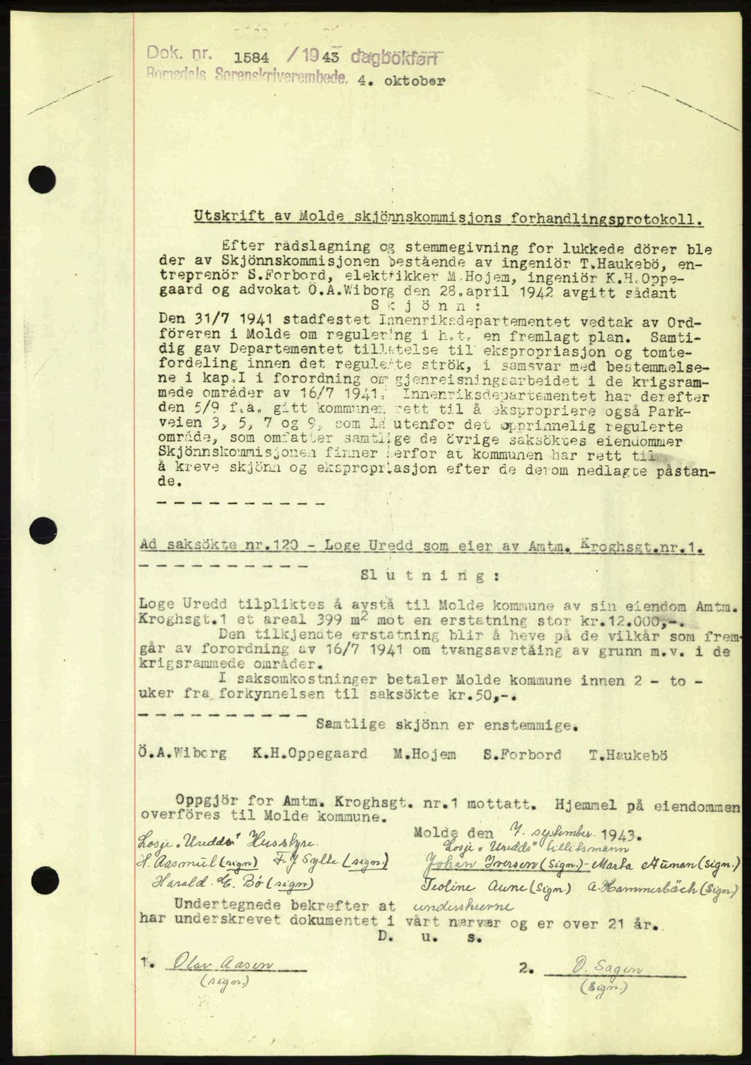 Romsdal sorenskriveri, SAT/A-4149/1/2/2C: Mortgage book no. A15, 1943-1944, Diary no: : 1784/1943