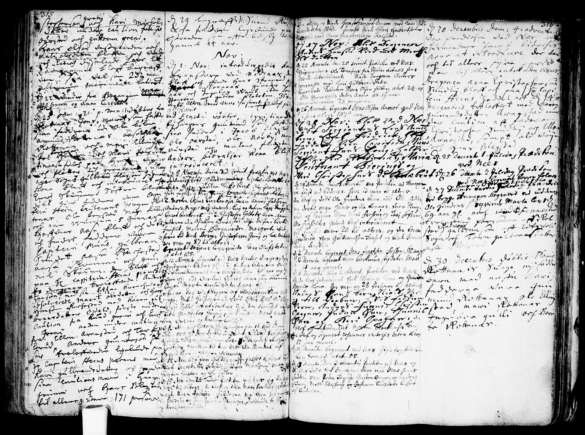 Nes prestekontor Kirkebøker, SAO/A-10410/F/Fa/L0001: Parish register (official) no. I 1, 1689-1716, p. 315-316