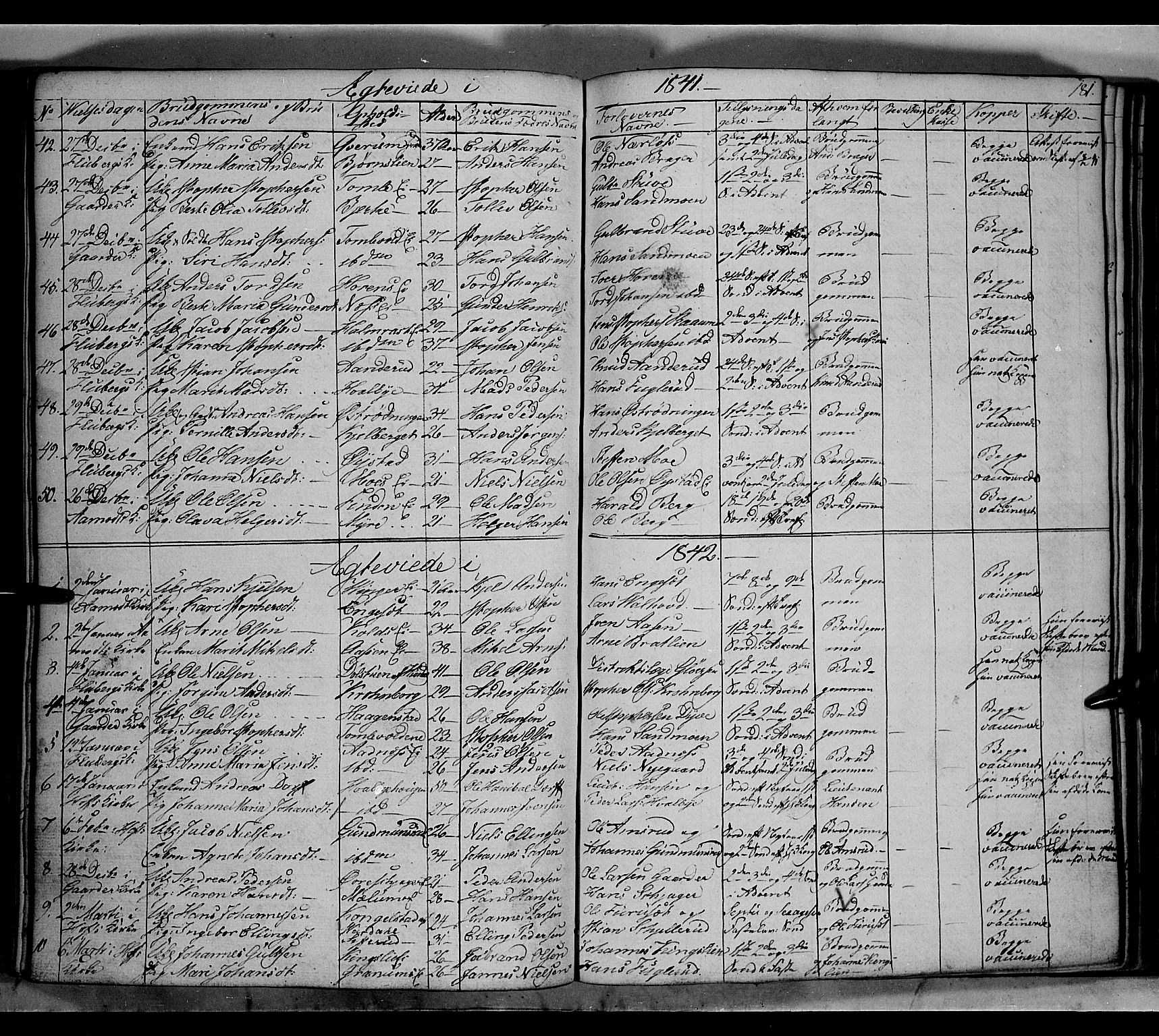 Land prestekontor, SAH/PREST-120/H/Ha/Hab/L0002: Parish register (copy) no. 2, 1833-1849, p. 181