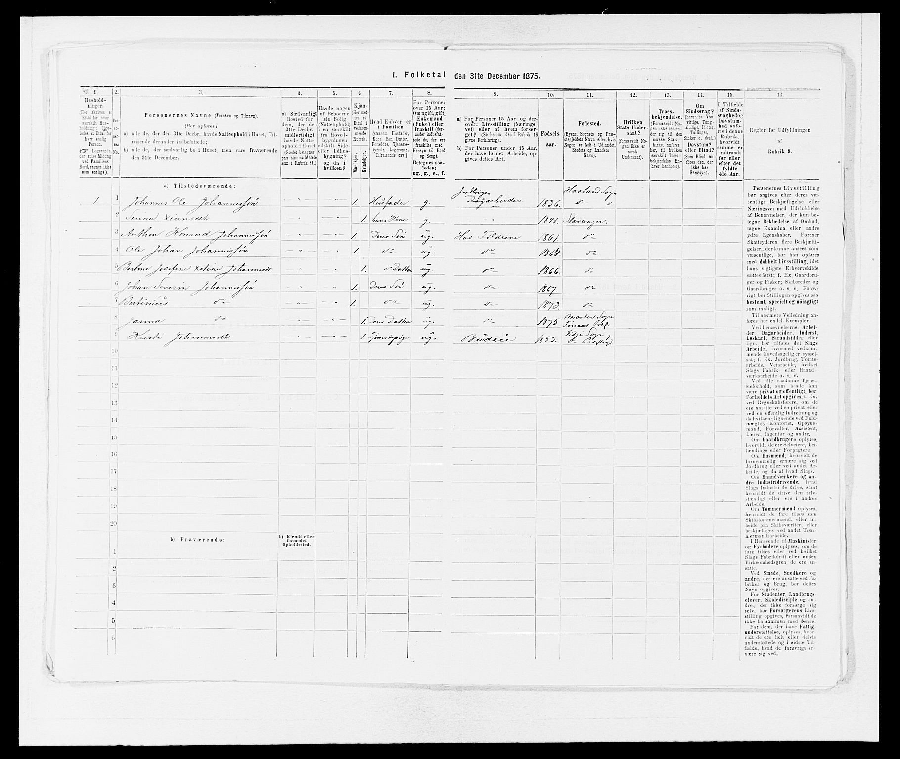 SAB, 1875 census for 1218P Finnås, 1875, p. 239