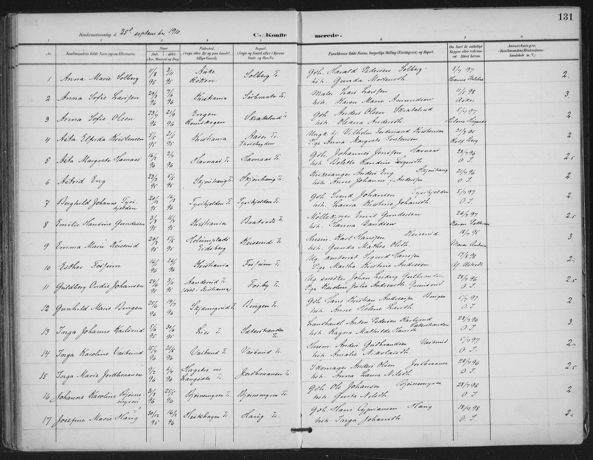 Trøgstad prestekontor Kirkebøker, SAO/A-10925/F/Fa/L0011: Parish register (official) no. I 11, 1899-1919, p. 131