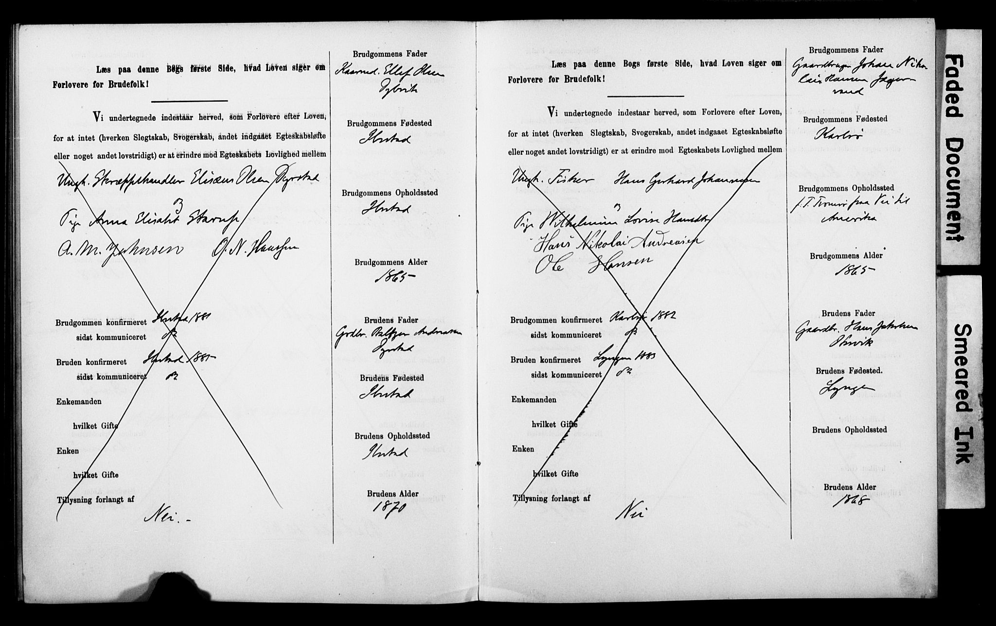 Tromsø sokneprestkontor/stiftsprosti/domprosti, SATØ/S-1343/H/Hc/L0099/0001: Banns register no. 5, 1886-1892