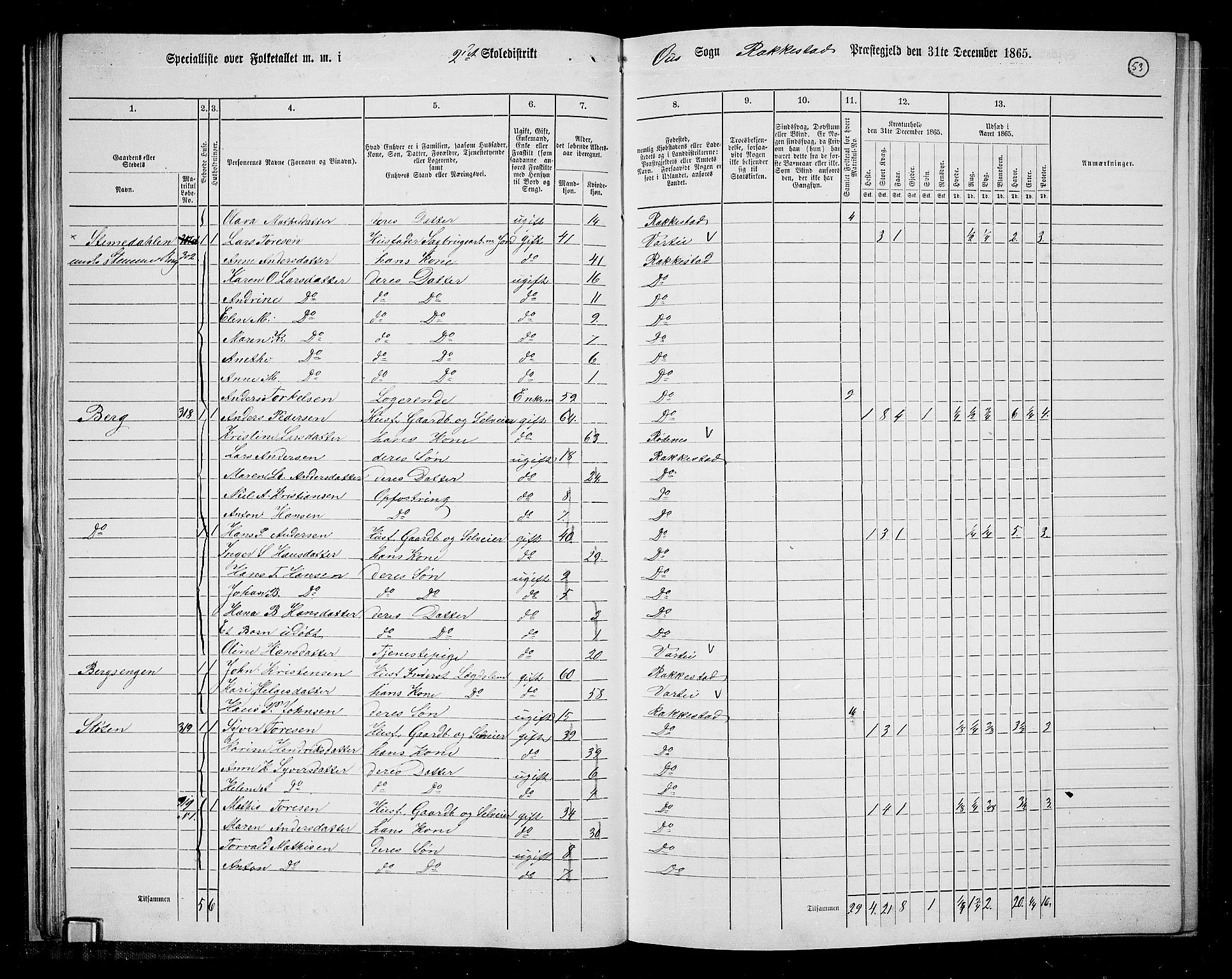 RA, 1865 census for Rakkestad, 1865, p. 52