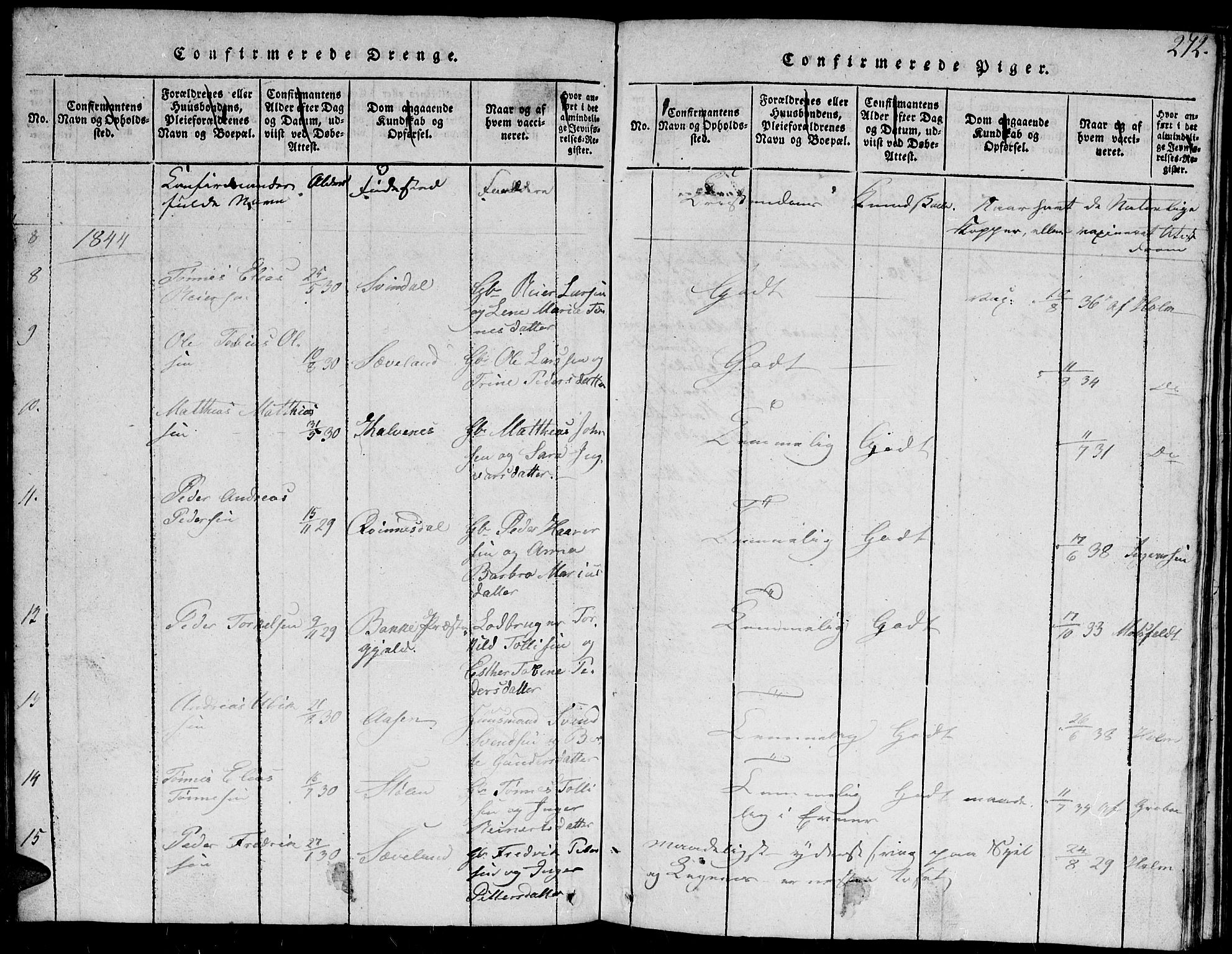 Herad sokneprestkontor, AV/SAK-1111-0018/F/Fb/Fba/L0001: Parish register (copy) no. B 1, 1815-1852, p. 272