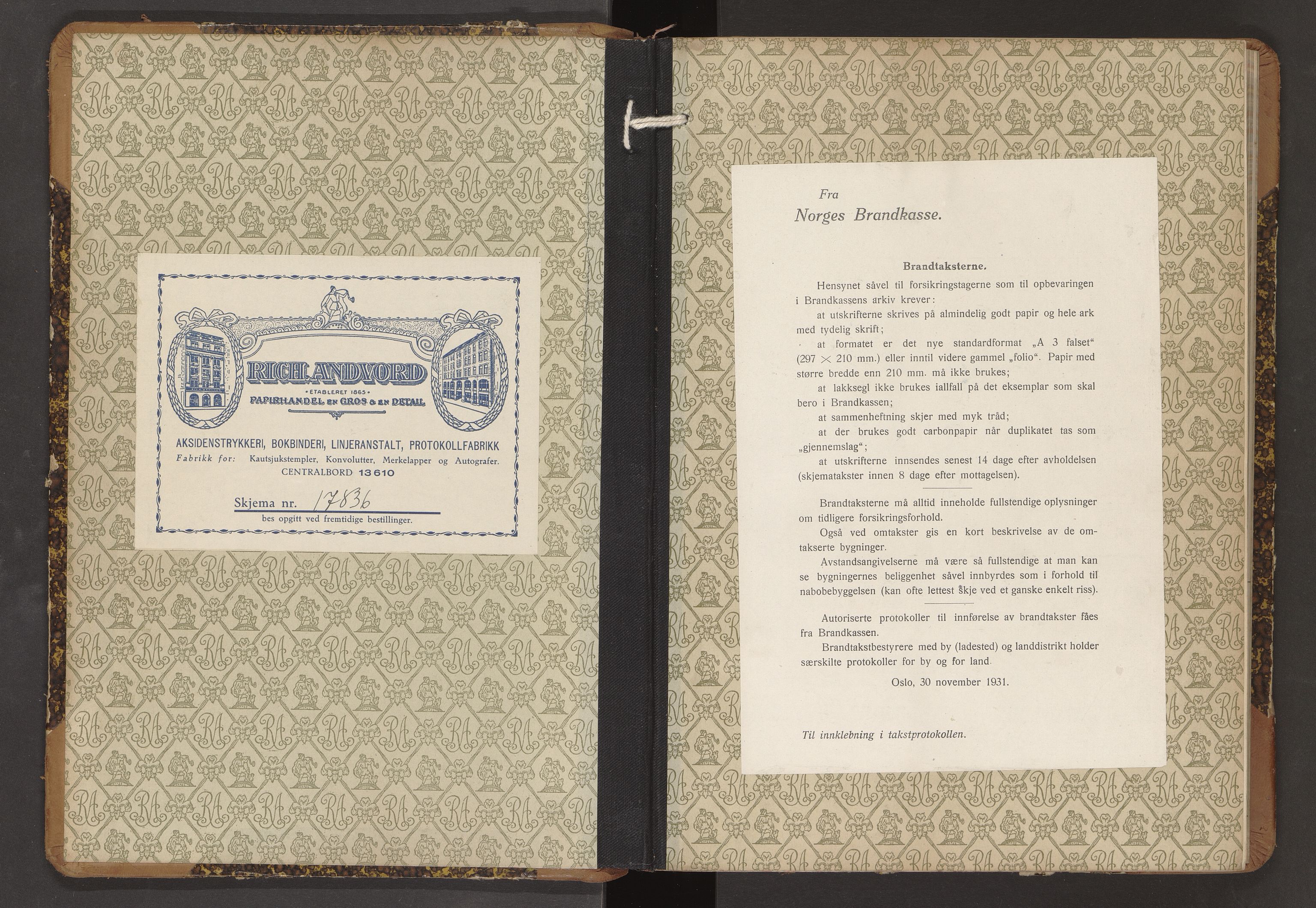 Norges Brannkasse Hol, SAT/A-5601/BT/L0024: Branntakstprotokoll med skjema, 1936-1942