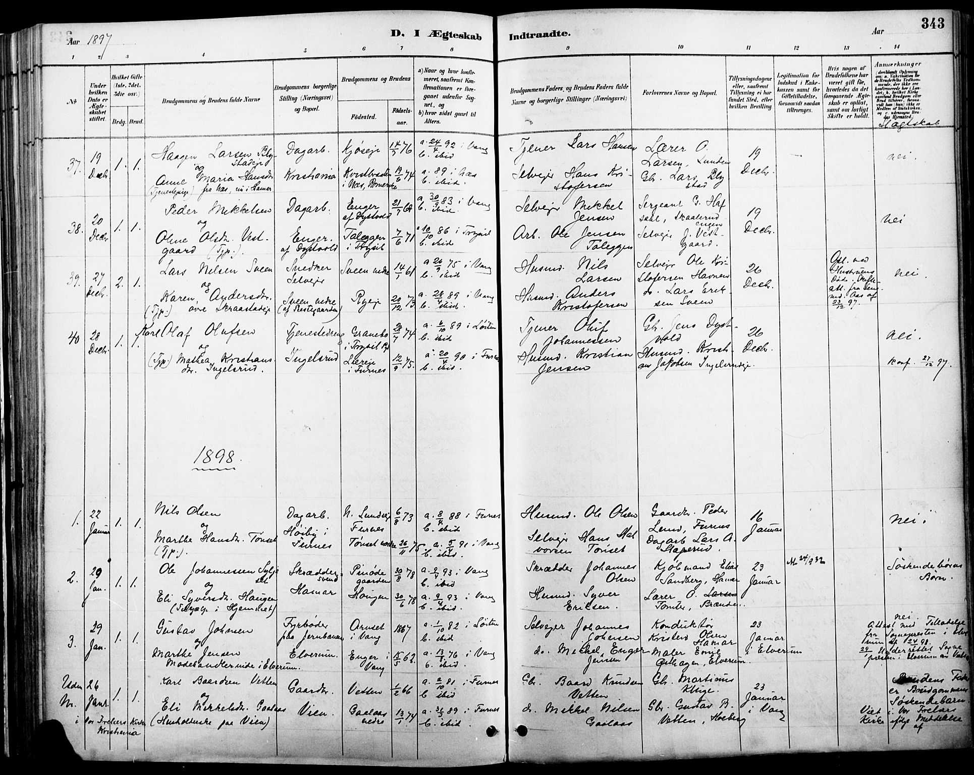 Vang prestekontor, Hedmark, SAH/PREST-008/H/Ha/Haa/L0019A: Parish register (official) no. 19, 1886-1900, p. 343