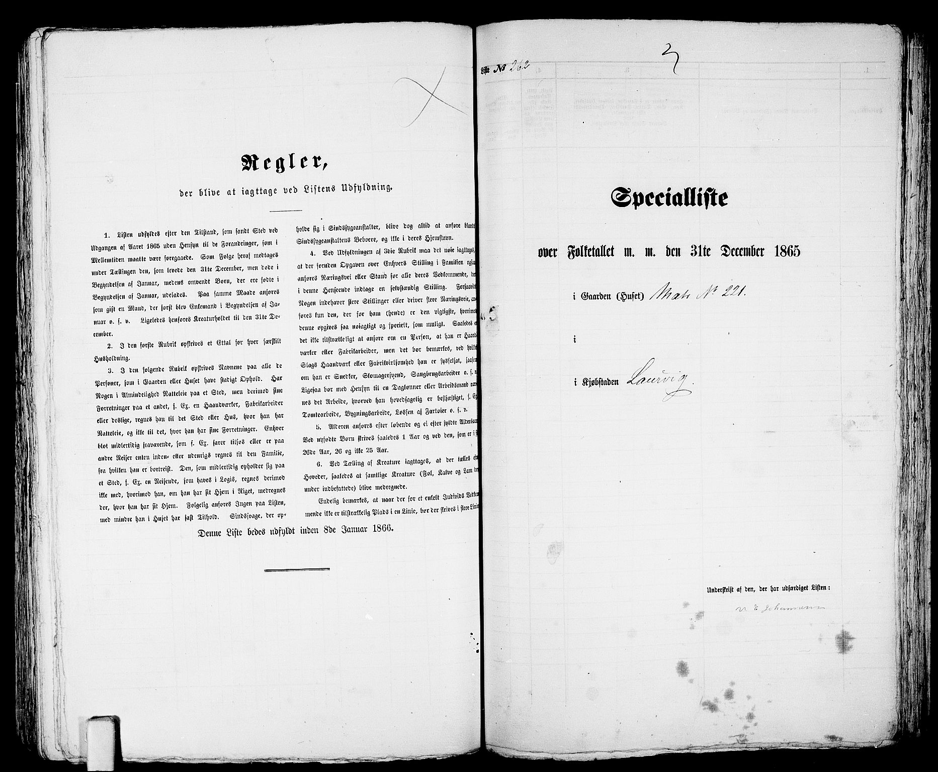 RA, 1865 census for Larvik, 1865, p. 542