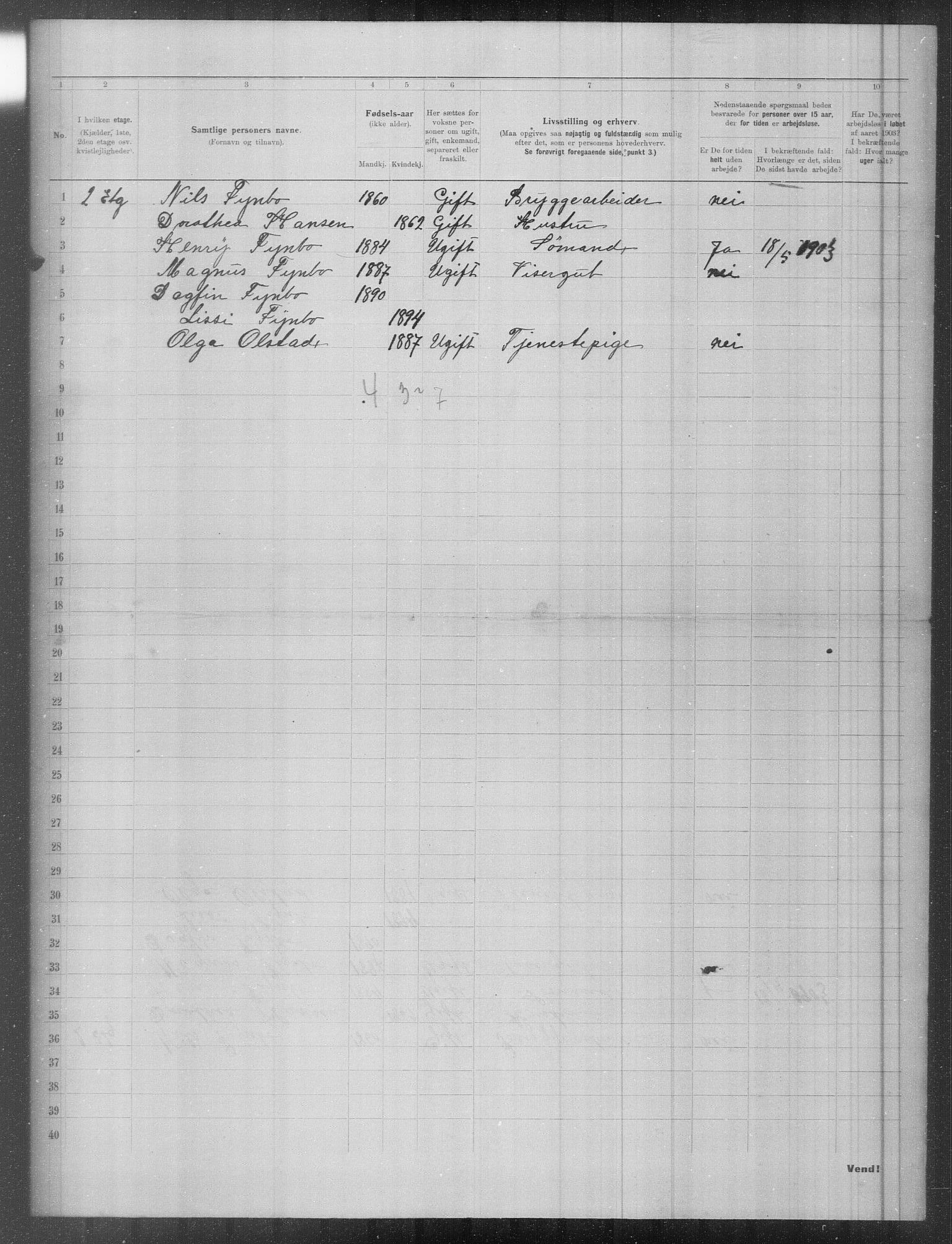 OBA, Municipal Census 1903 for Kristiania, 1903, p. 3537