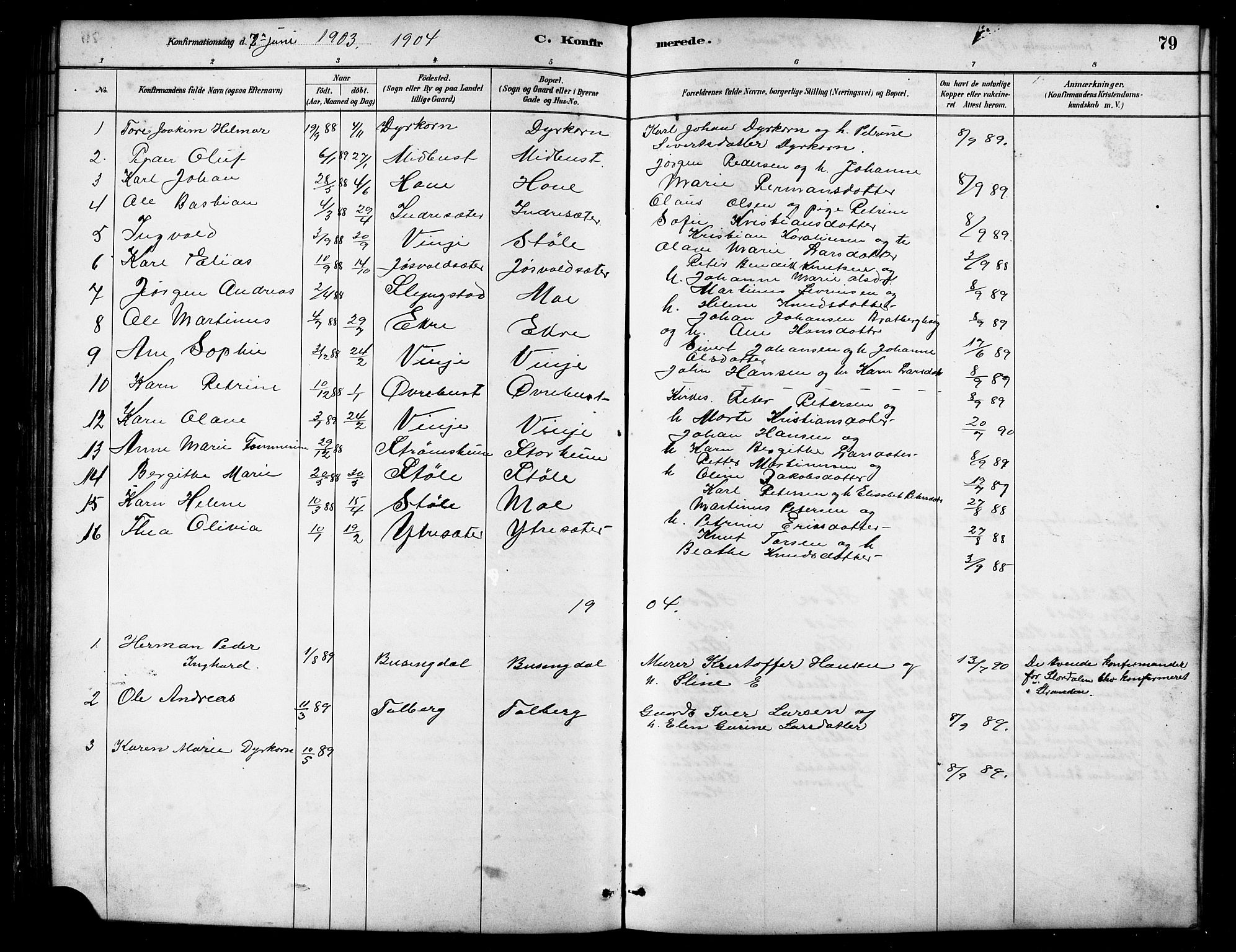 Ministerialprotokoller, klokkerbøker og fødselsregistre - Møre og Romsdal, SAT/A-1454/521/L0302: Parish register (copy) no. 521C03, 1882-1907, p. 79