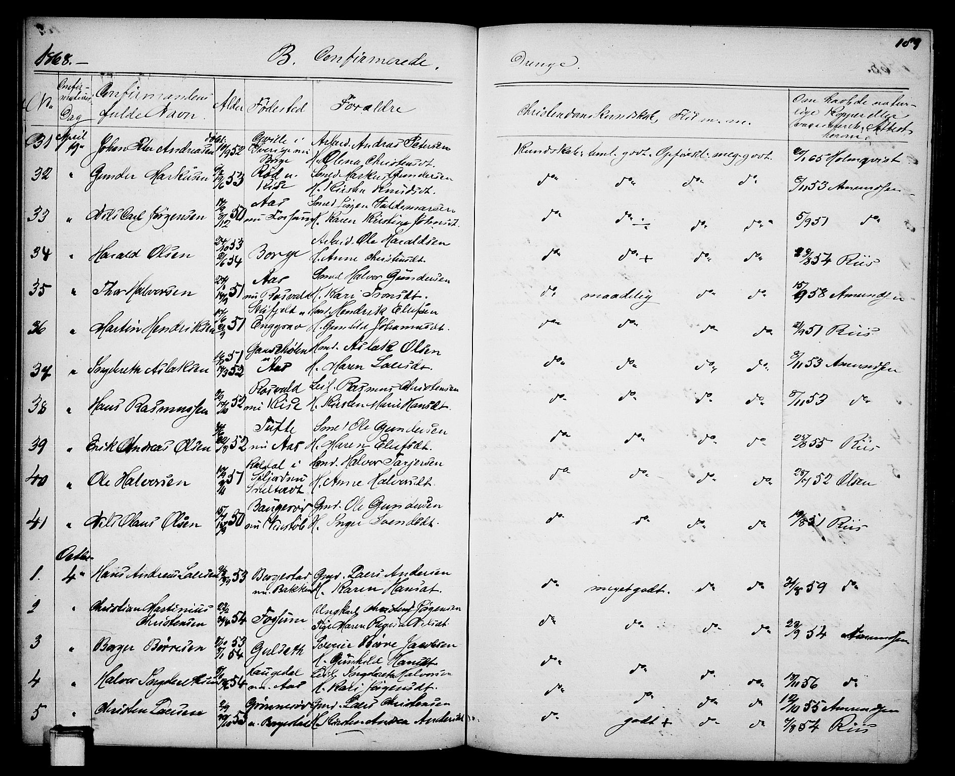 Gjerpen kirkebøker, SAKO/A-265/G/Ga/L0001: Parish register (copy) no. I 1, 1864-1882, p. 189