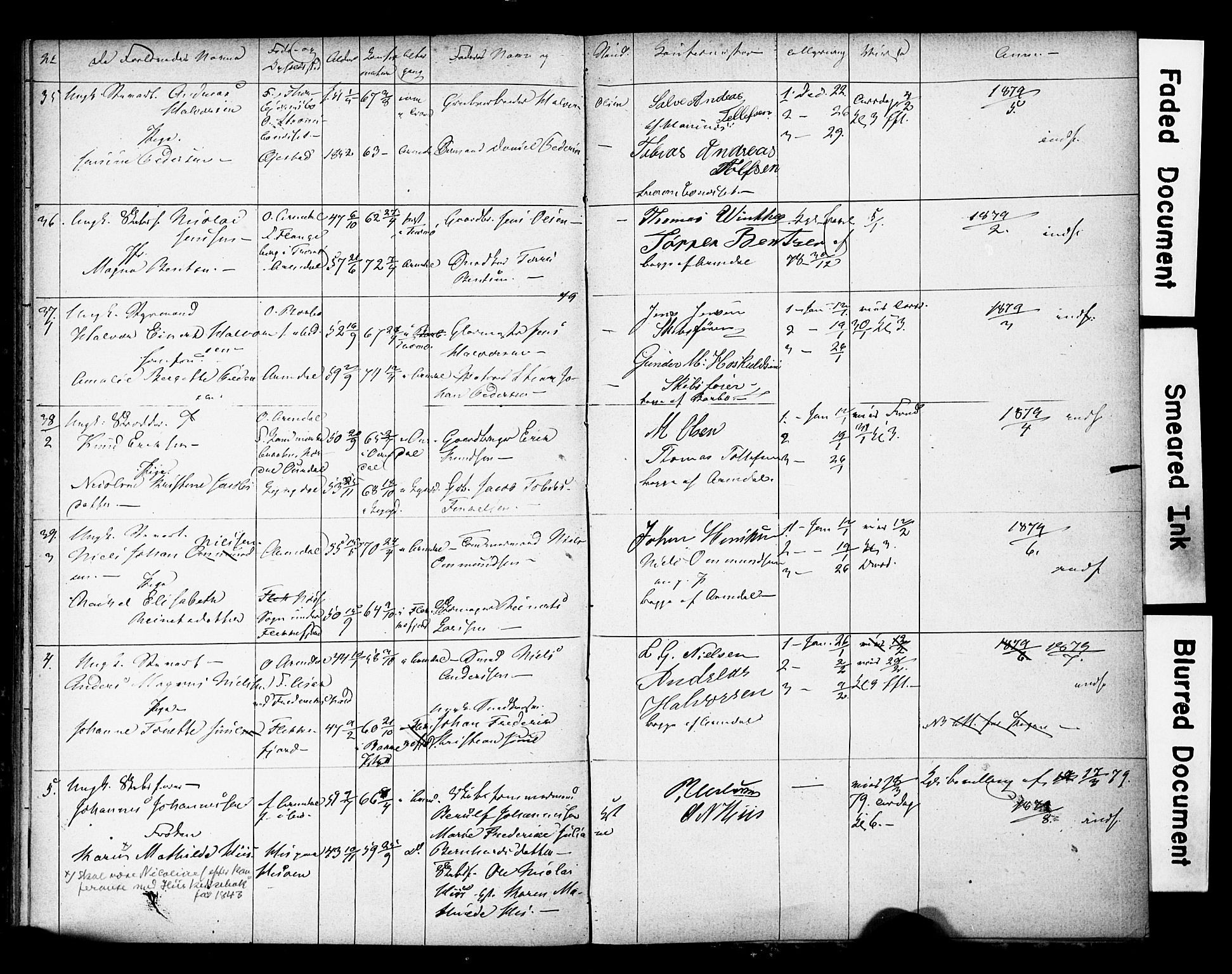 Arendal sokneprestkontor, Trefoldighet, SAK/1111-0040/F/Fe/L0003: Banns register no. A VI 3, 1872-1879