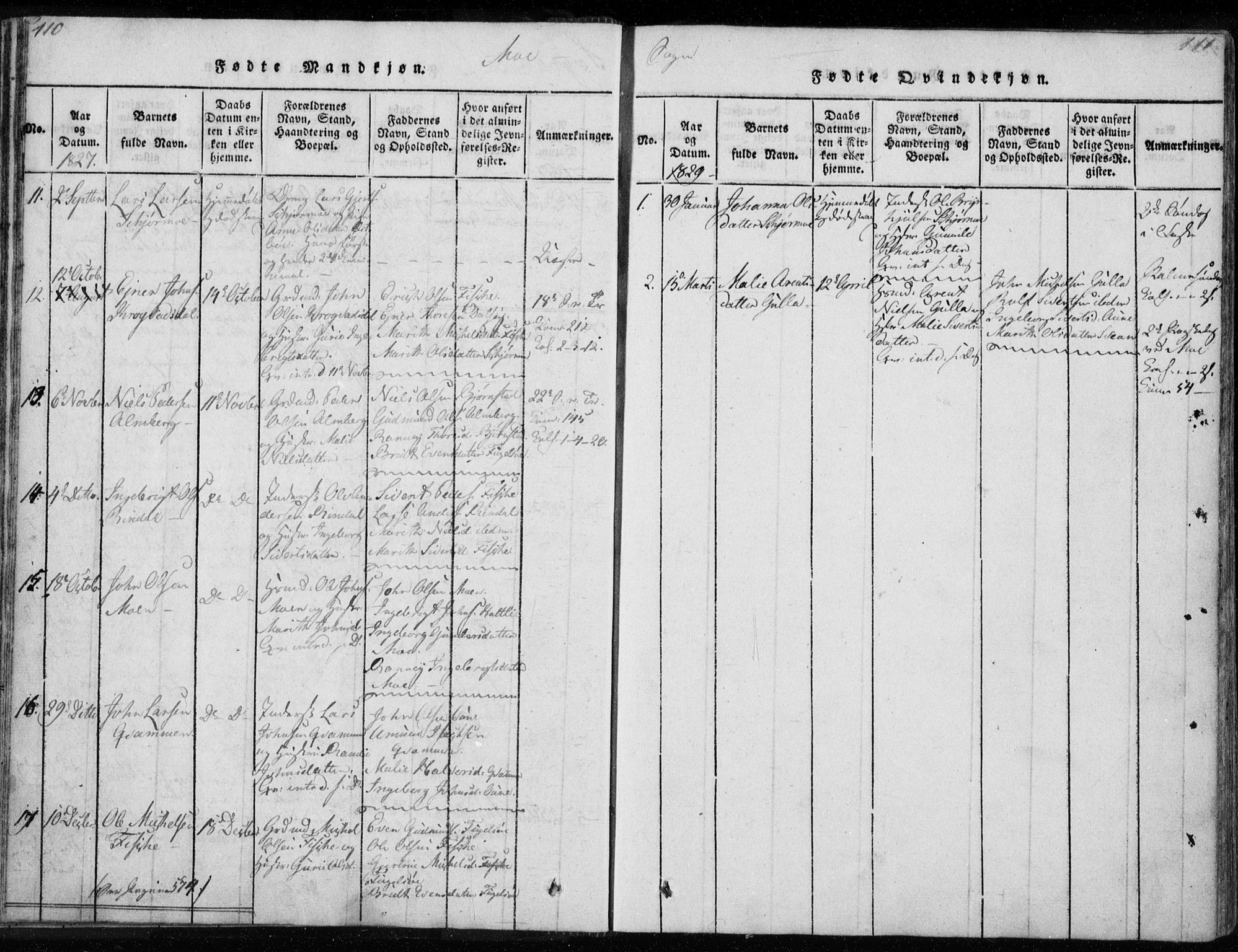 Ministerialprotokoller, klokkerbøker og fødselsregistre - Møre og Romsdal, AV/SAT-A-1454/595/L1041: Parish register (official) no. 595A03, 1819-1829, p. 110-111