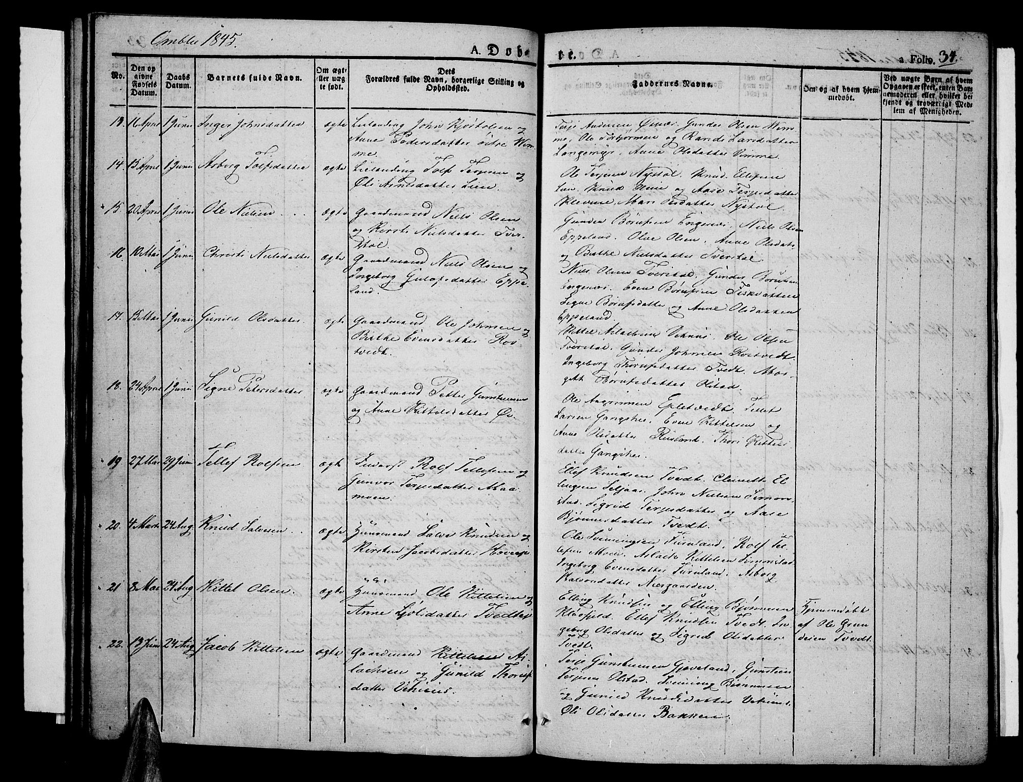 Åmli sokneprestkontor, AV/SAK-1111-0050/F/Fa/Fac/L0007: Parish register (official) no. A 7 /1, 1829-1851, p. 34