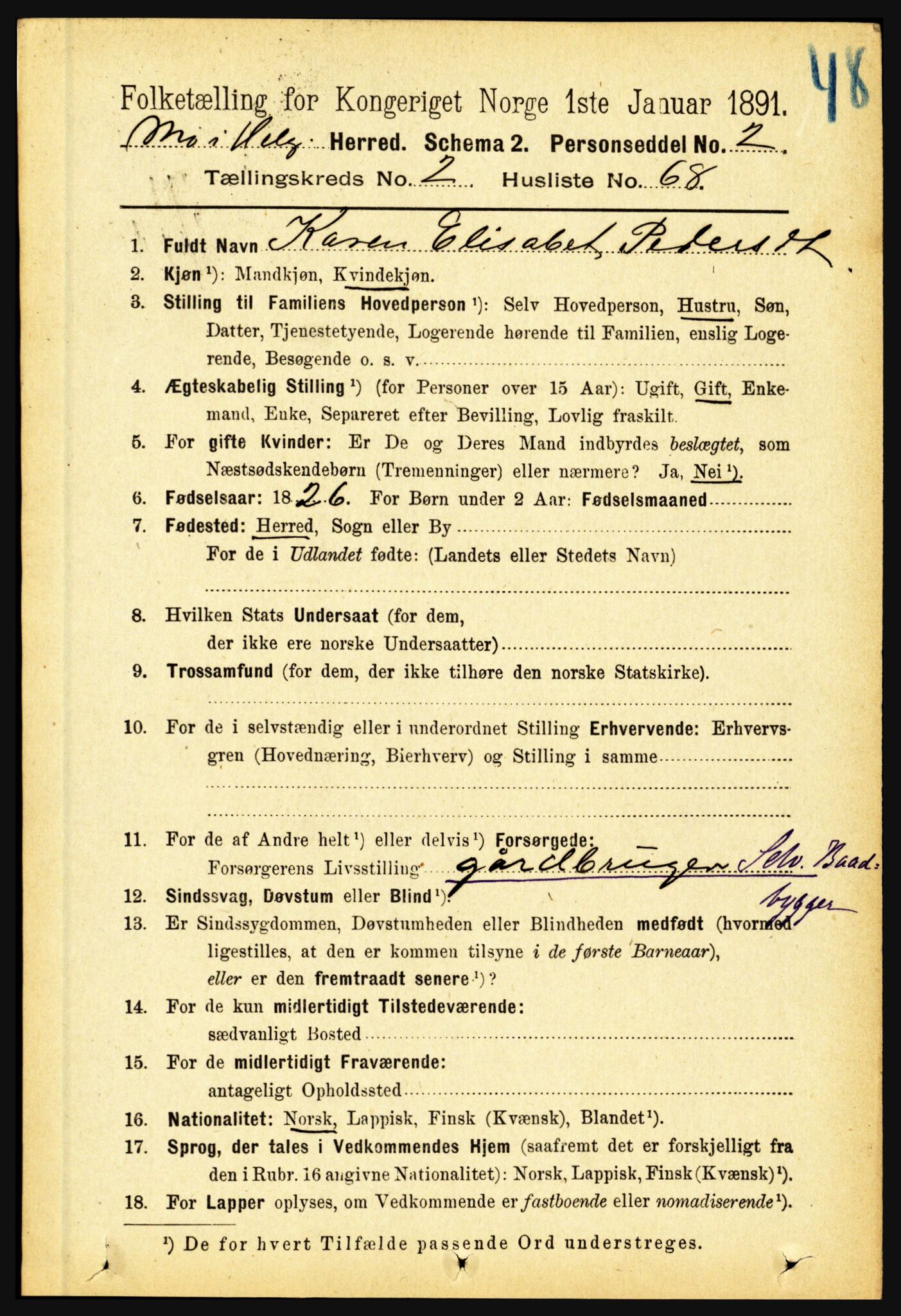 RA, 1891 census for 1833 Mo, 1891, p. 1019