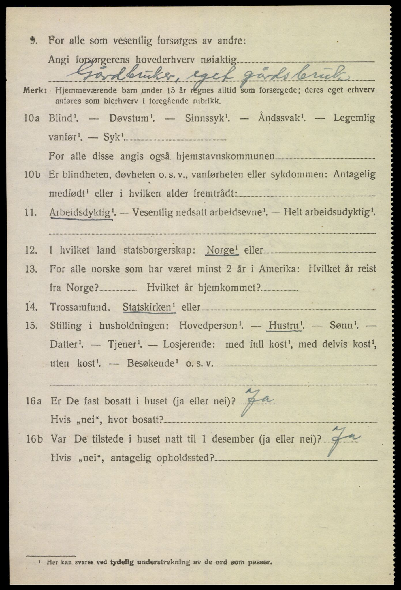 SAK, 1920 census for Bykle, 1920, p. 1038