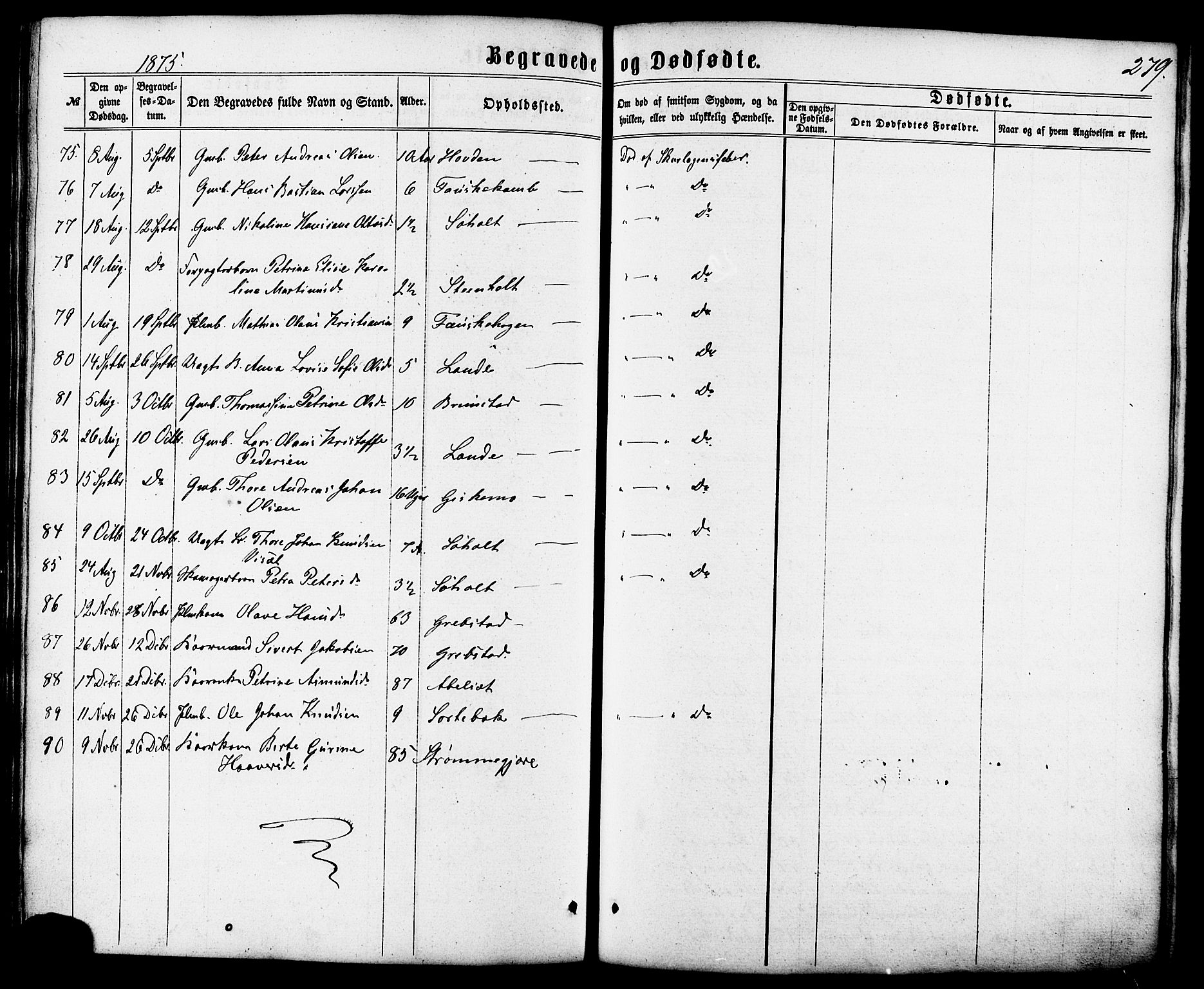 Ministerialprotokoller, klokkerbøker og fødselsregistre - Møre og Romsdal, AV/SAT-A-1454/522/L0314: Parish register (official) no. 522A09, 1863-1877, p. 279