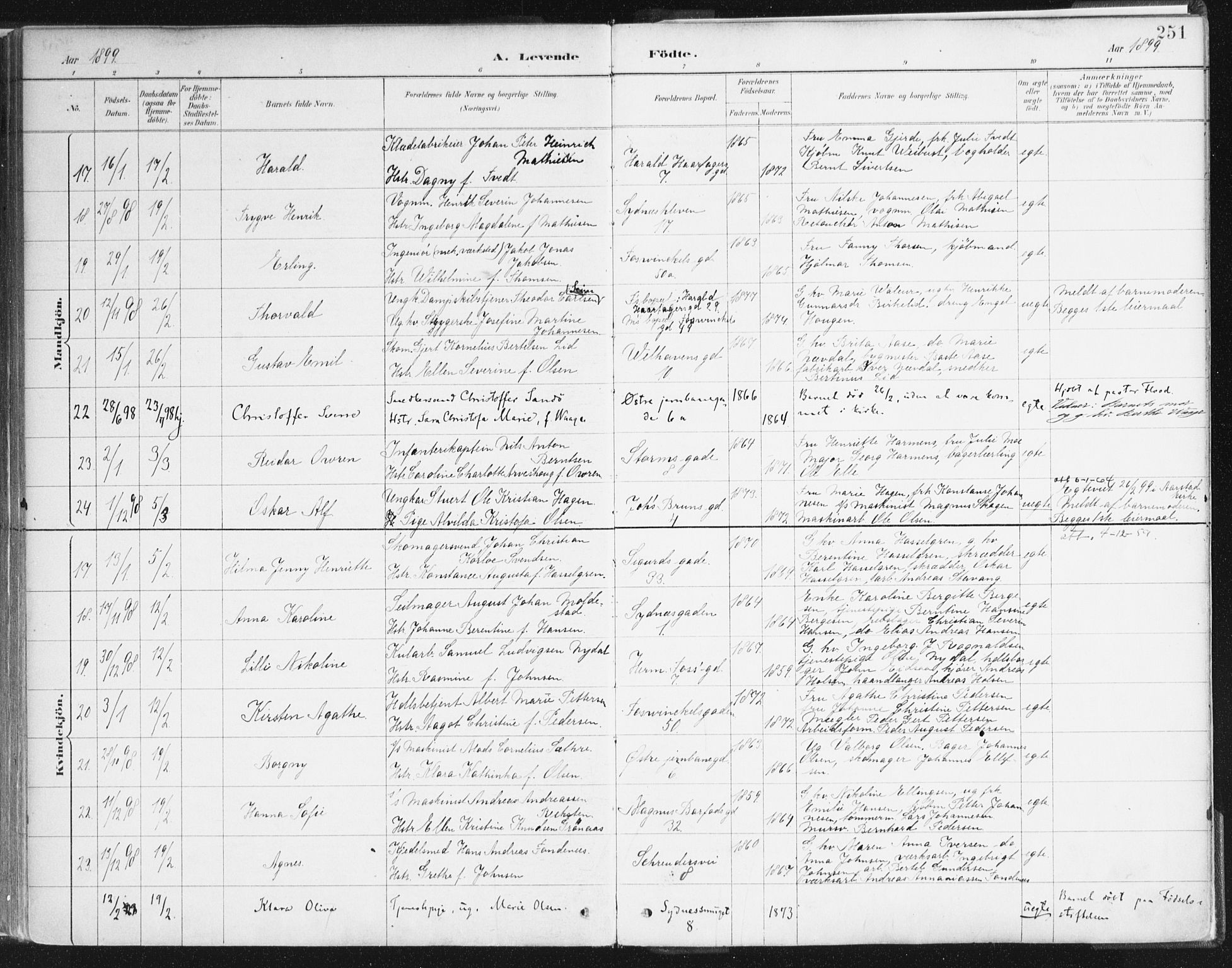 Johanneskirken sokneprestembete, SAB/A-76001/H/Haa/L0001: Parish register (official) no. A 1, 1885-1900, p. 251