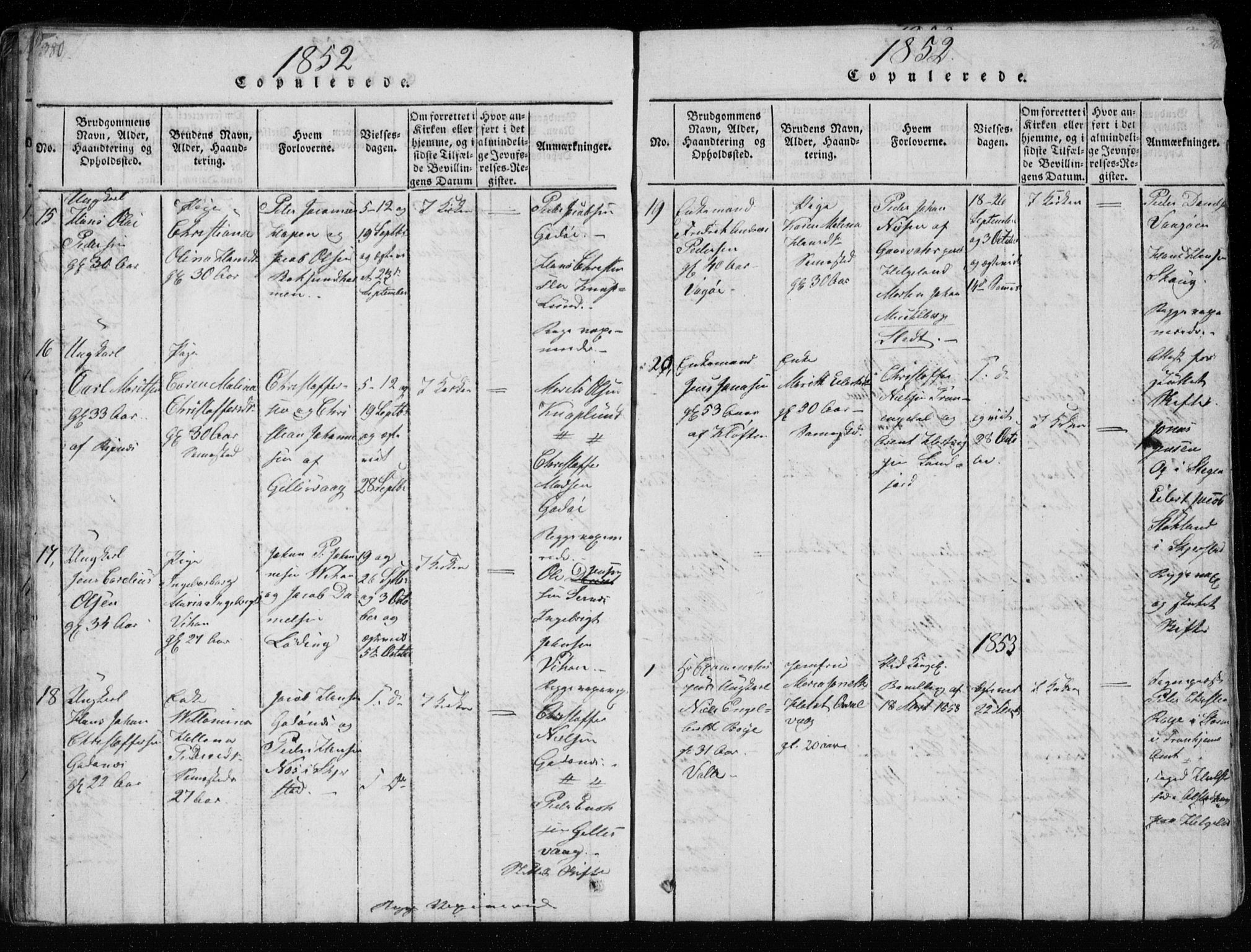 Ministerialprotokoller, klokkerbøker og fødselsregistre - Nordland, SAT/A-1459/801/L0026: Parish register (copy) no. 801C01, 1820-1855, p. 380-381
