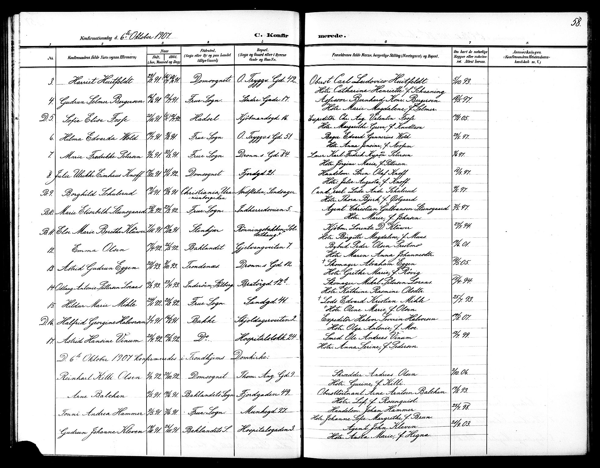 Ministerialprotokoller, klokkerbøker og fødselsregistre - Sør-Trøndelag, AV/SAT-A-1456/602/L0146: Parish register (copy) no. 602C14, 1904-1914, p. 58