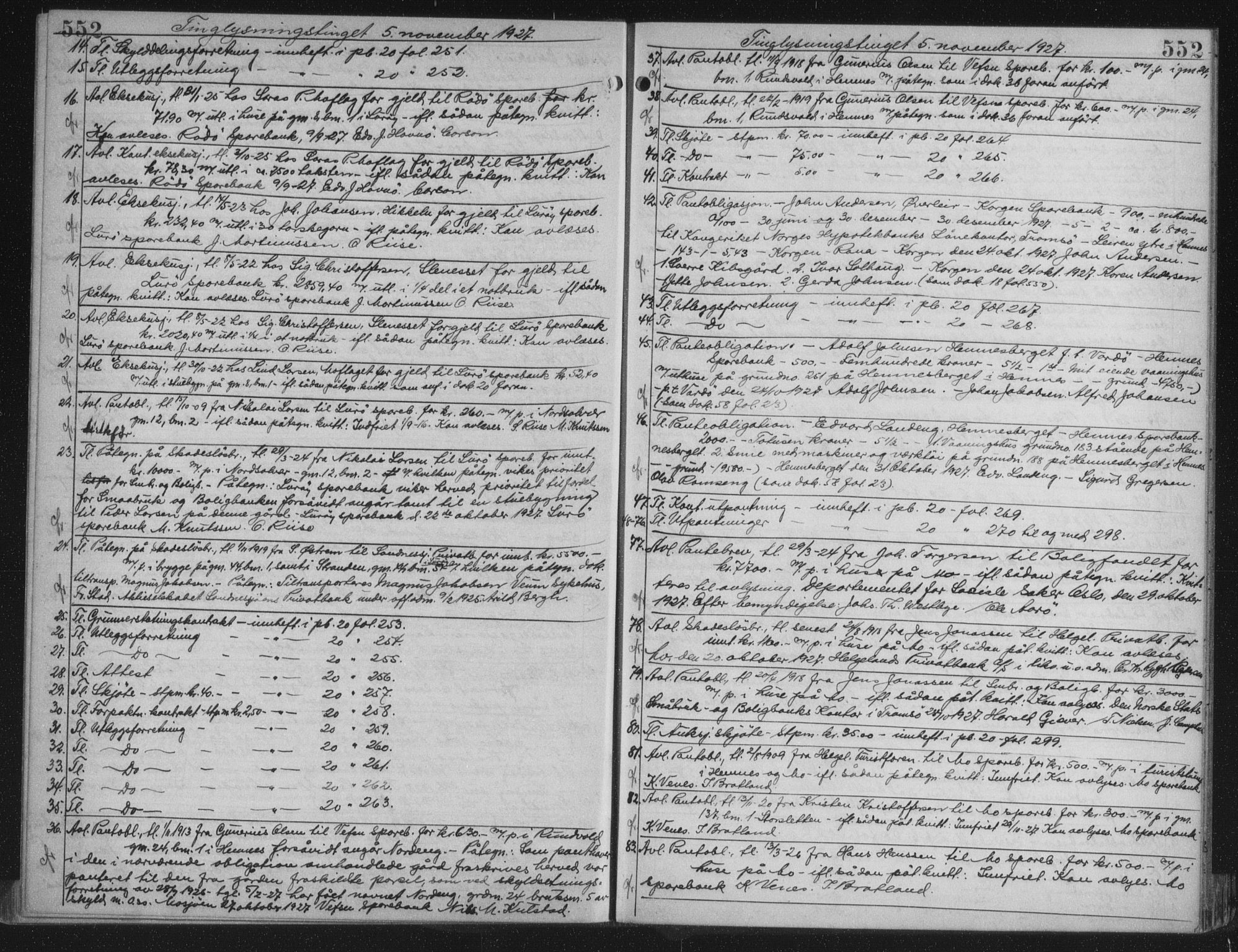 Rana sorenskriveri , AV/SAT-A-1108/1/2/2C/L0018: Mortgage book no. 18, 1923-1928, p. 552, Deed date: 05.11.1927