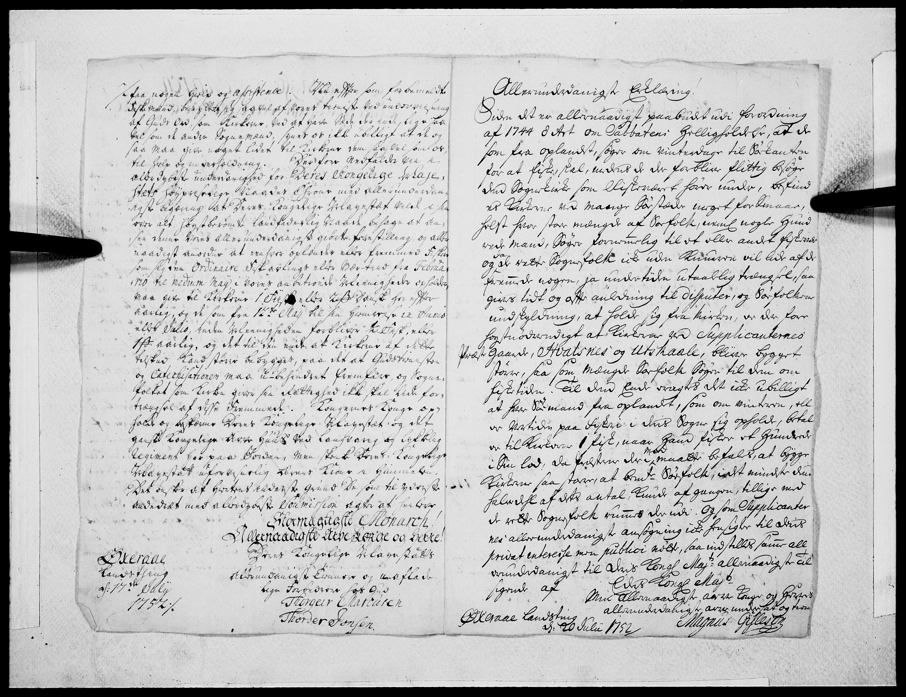 Danske Kanselli 1572-1799, AV/RA-EA-3023/F/Fc/Fcc/Fcca/L0162: Norske innlegg 1572-1799, 1752, p. 489
