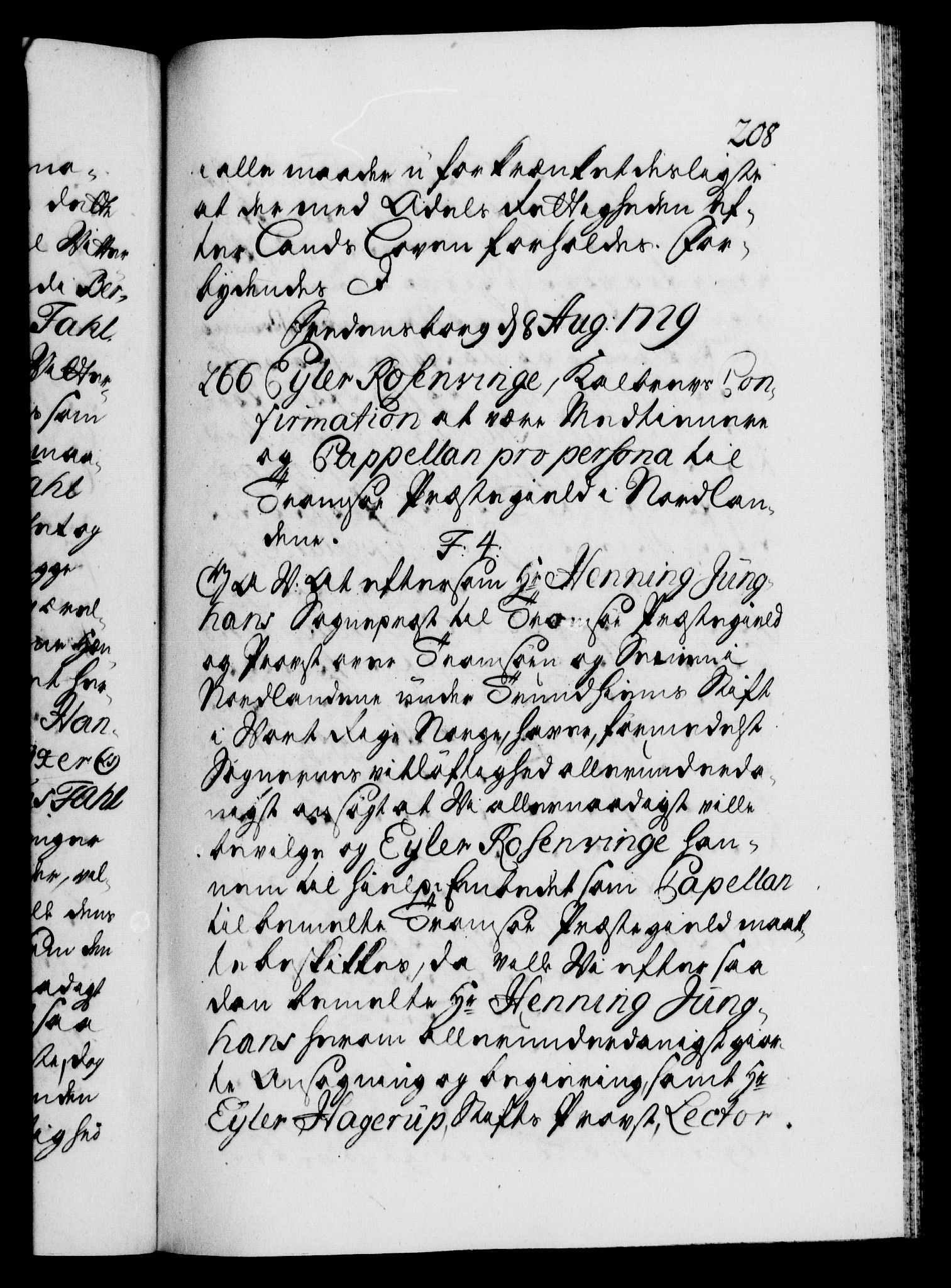 Danske Kanselli 1572-1799, AV/RA-EA-3023/F/Fc/Fca/Fcaa/L0026: Norske registre, 1729-1730, p. 208a