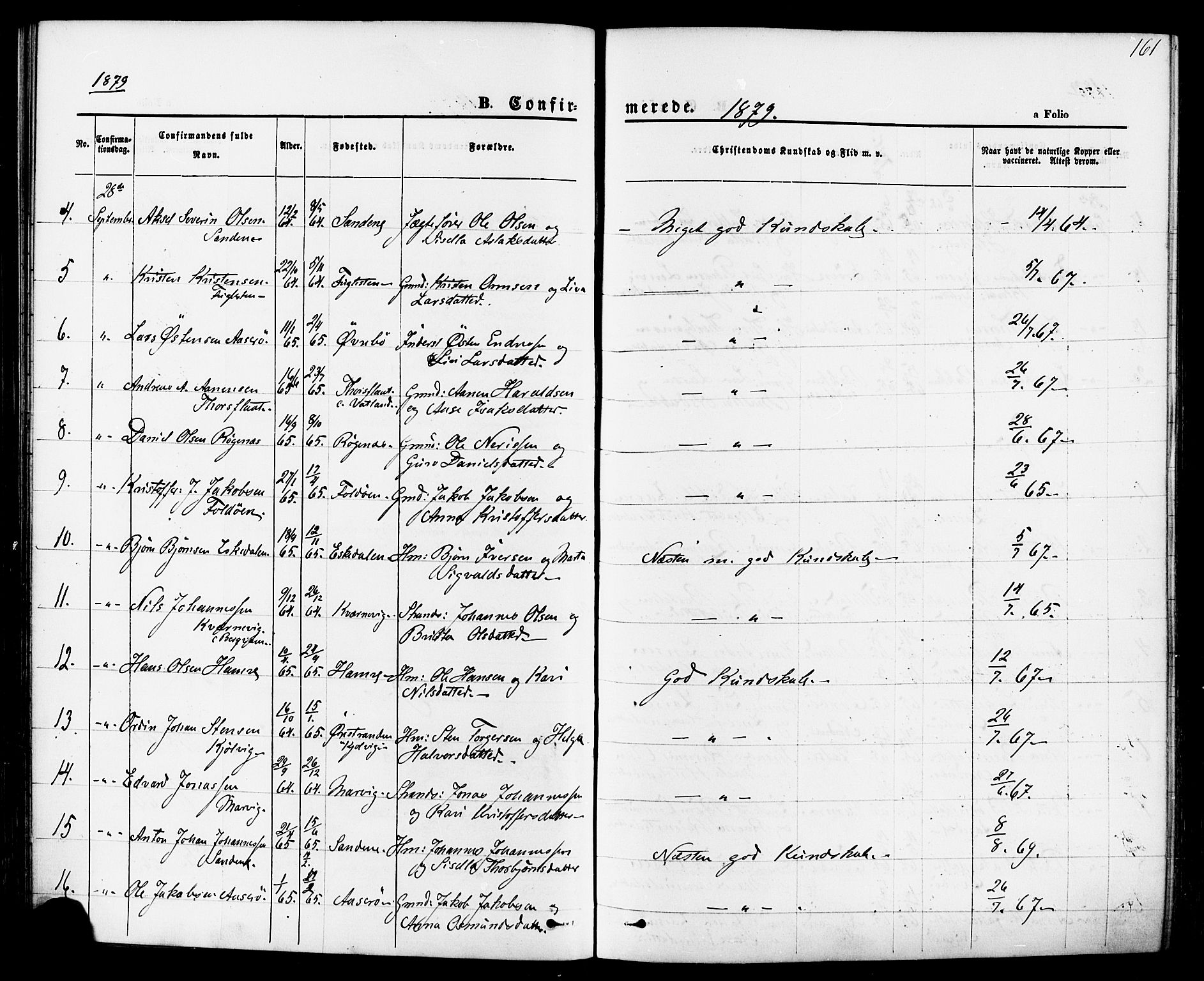 Jelsa sokneprestkontor, AV/SAST-A-101842/01/IV: Parish register (official) no. A 8, 1867-1883, p. 161