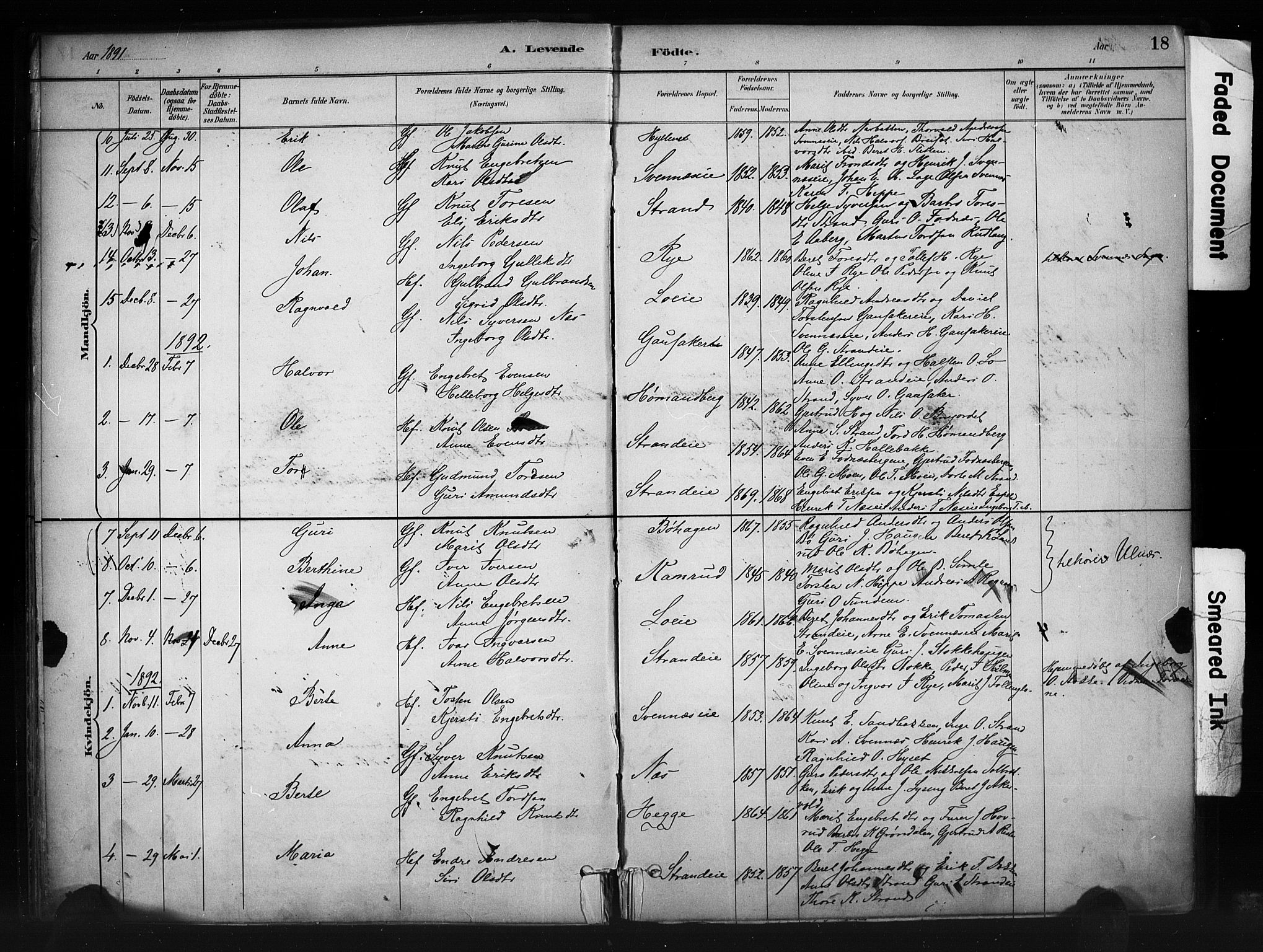 Nord-Aurdal prestekontor, SAH/PREST-132/H/Ha/Haa/L0010: Parish register (official) no. 10, 1883-1896, p. 18
