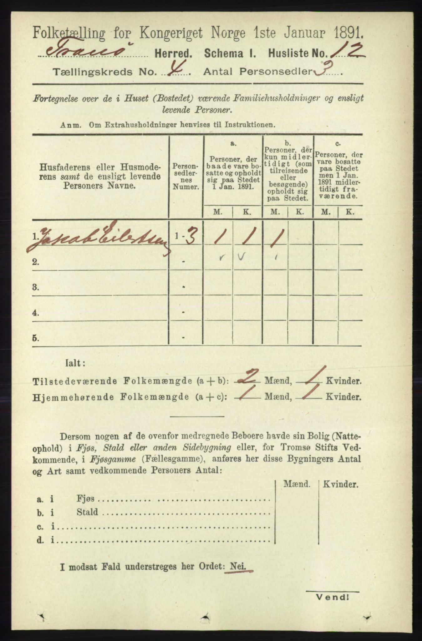 RA, 1891 census for 1927 Tranøy, 1891, p. 1395