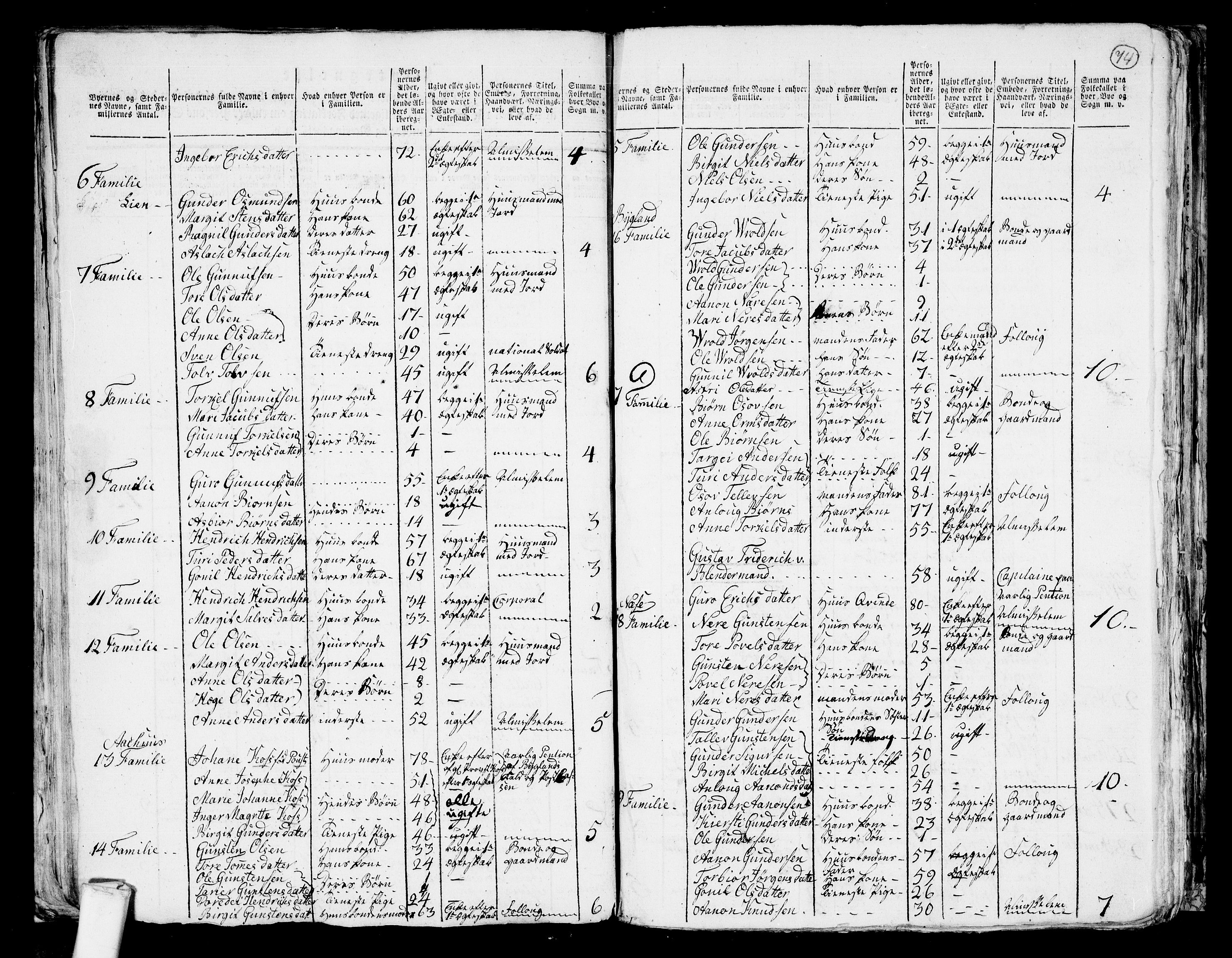 RA, 1801 census for 0938P Bygland, 1801, p. 73b-74a