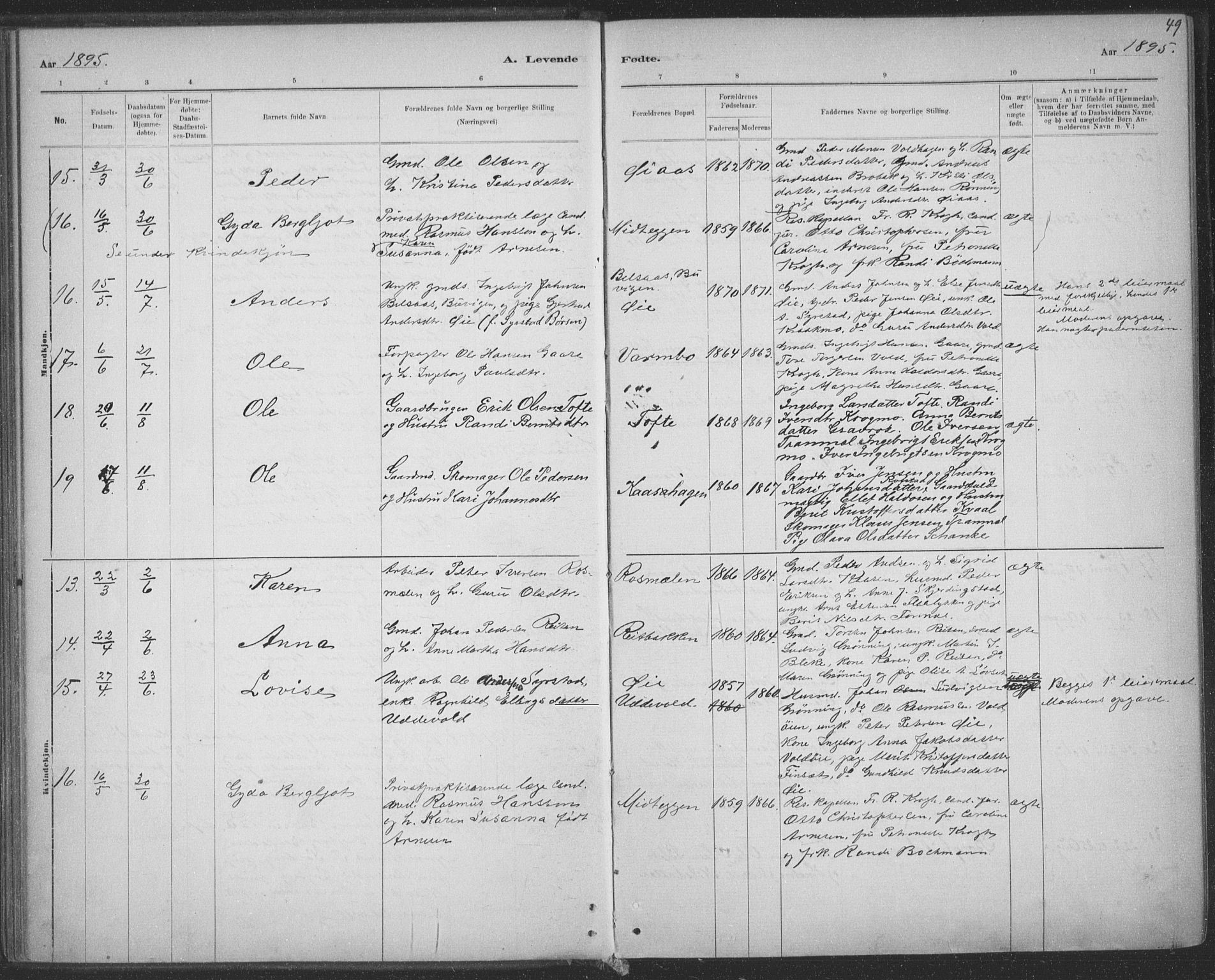 Ministerialprotokoller, klokkerbøker og fødselsregistre - Sør-Trøndelag, AV/SAT-A-1456/691/L1085: Parish register (official) no. 691A17, 1887-1908, p. 49