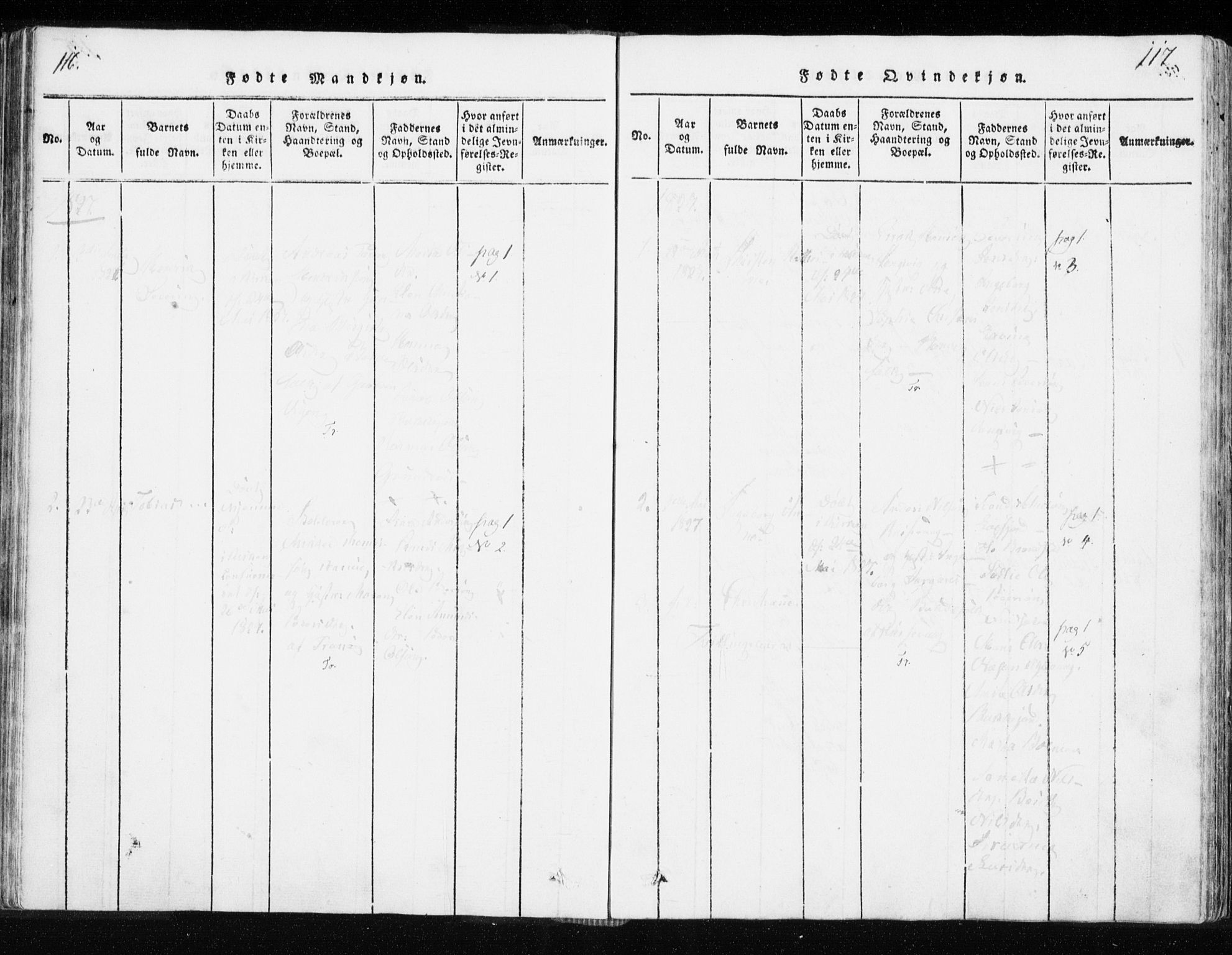 Tranøy sokneprestkontor, SATØ/S-1313/I/Ia/Iaa/L0004kirke: Parish register (official) no. 4, 1820-1829, p. 116-117