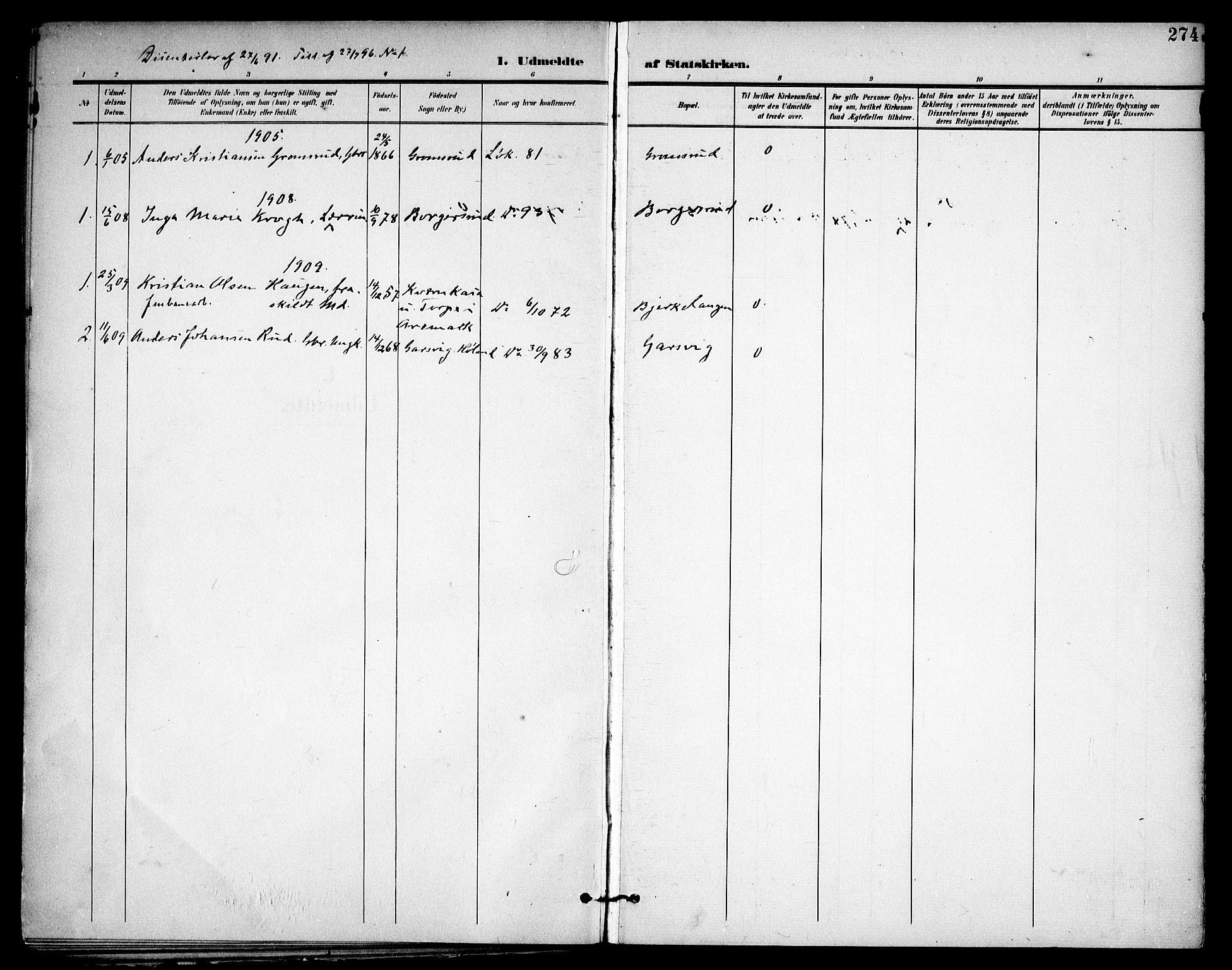 Høland prestekontor Kirkebøker, SAO/A-10346a/F/Fa/L0015: Parish register (official) no. I 15, 1897-1912, p. 274