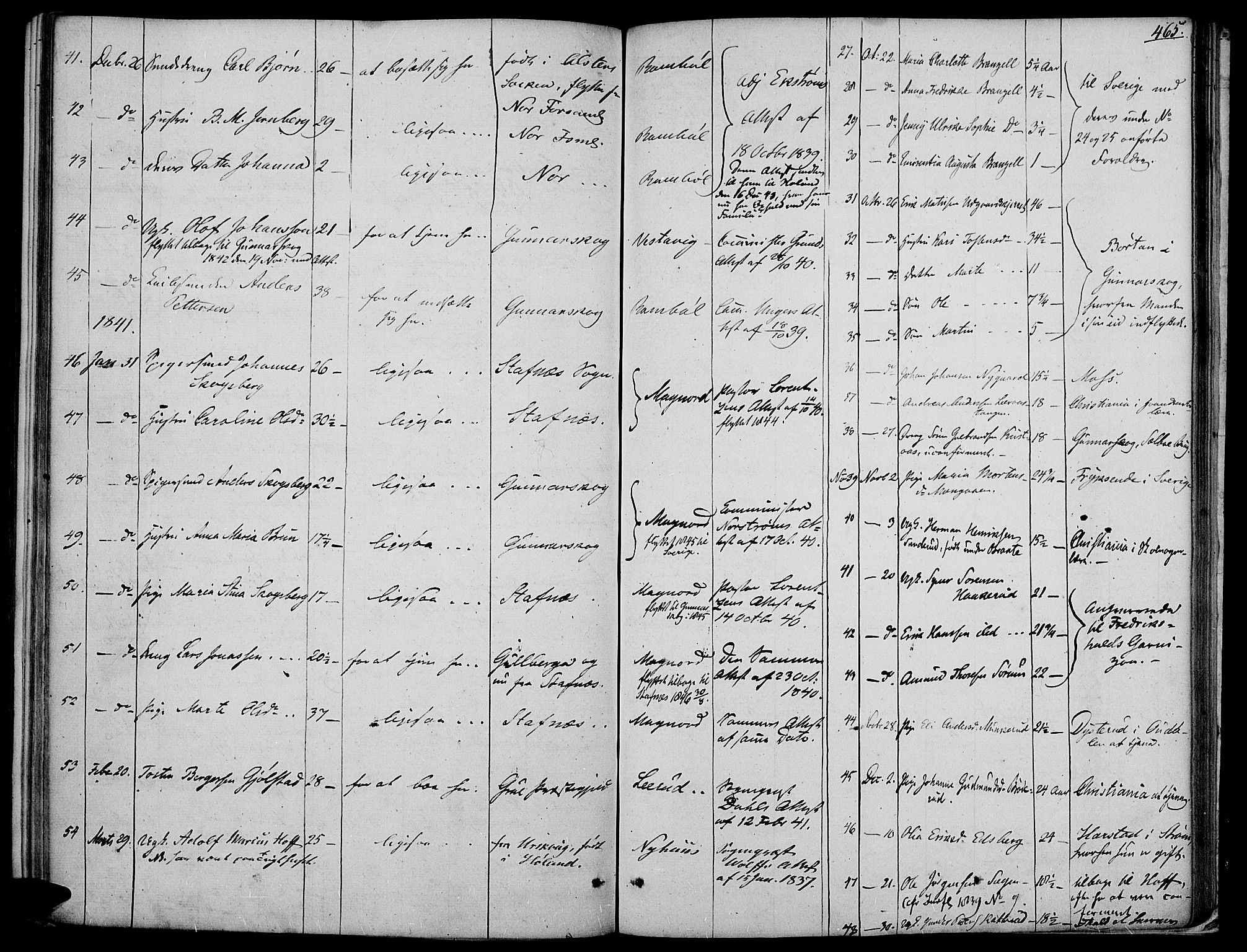 Vinger prestekontor, SAH/PREST-024/H/Ha/Haa/L0008: Parish register (official) no. 8, 1839-1847, p. 465