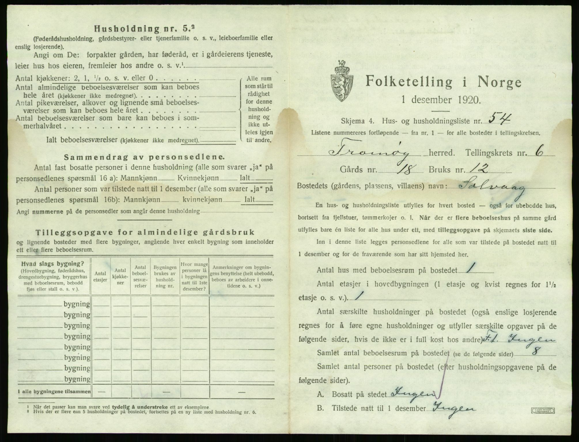 SAK, 1920 census for Tromøy, 1920, p. 771