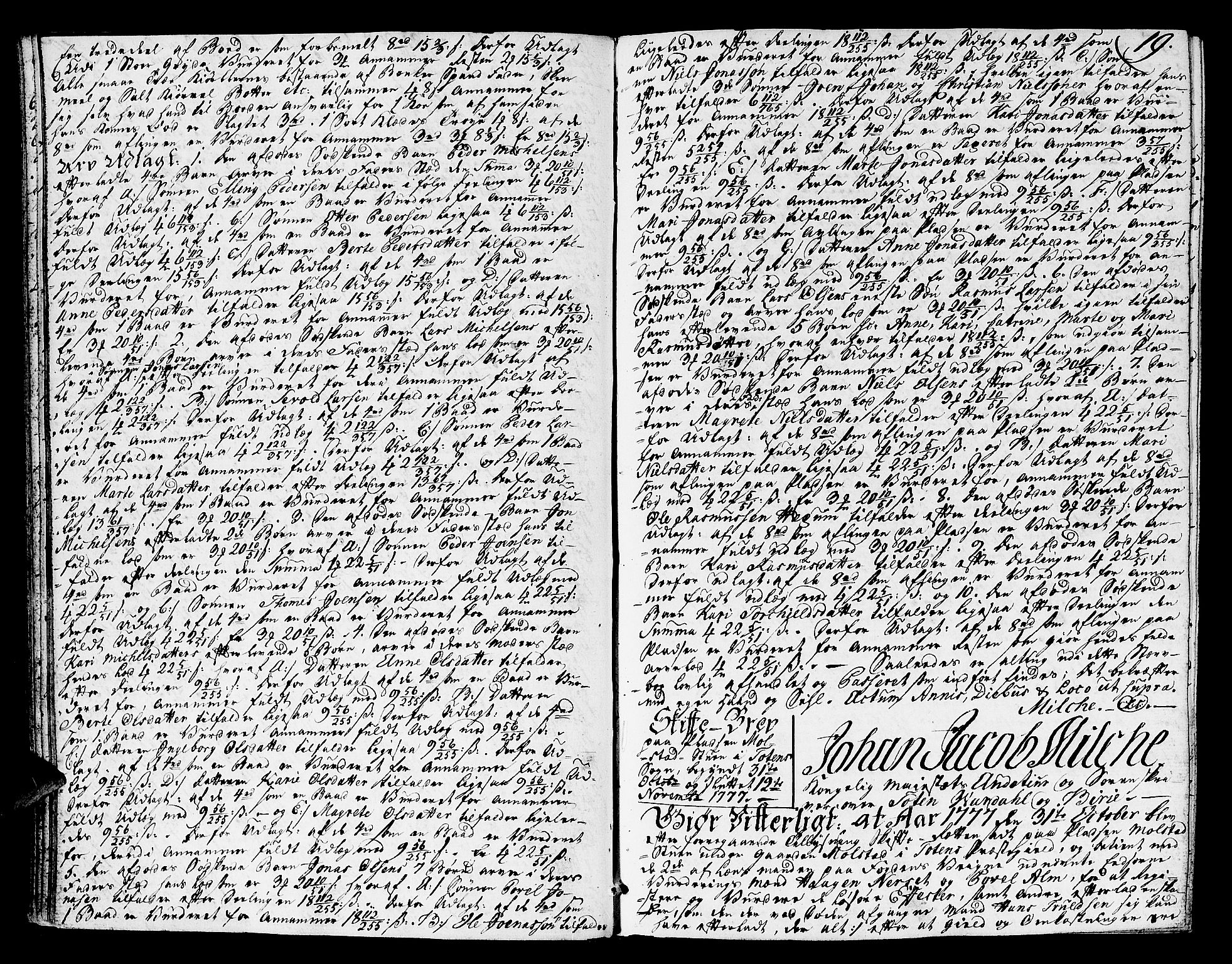 Toten tingrett, AV/SAH-TING-006/J/Ja/L0011: Skifteprotokoll, 1777-1790, p. 18b-19a
