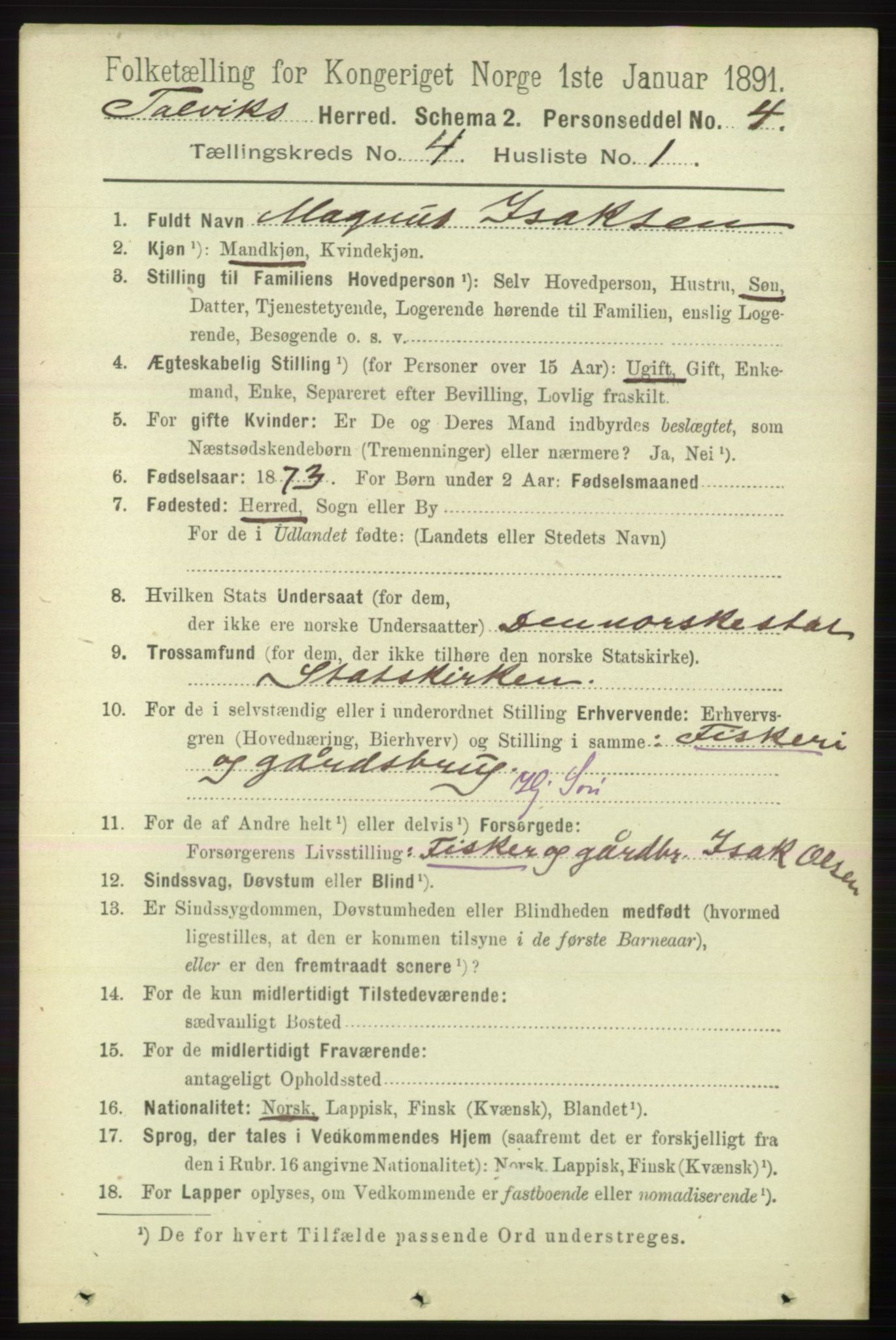 RA, 1891 census for 2013 Talvik, 1891, p. 1066