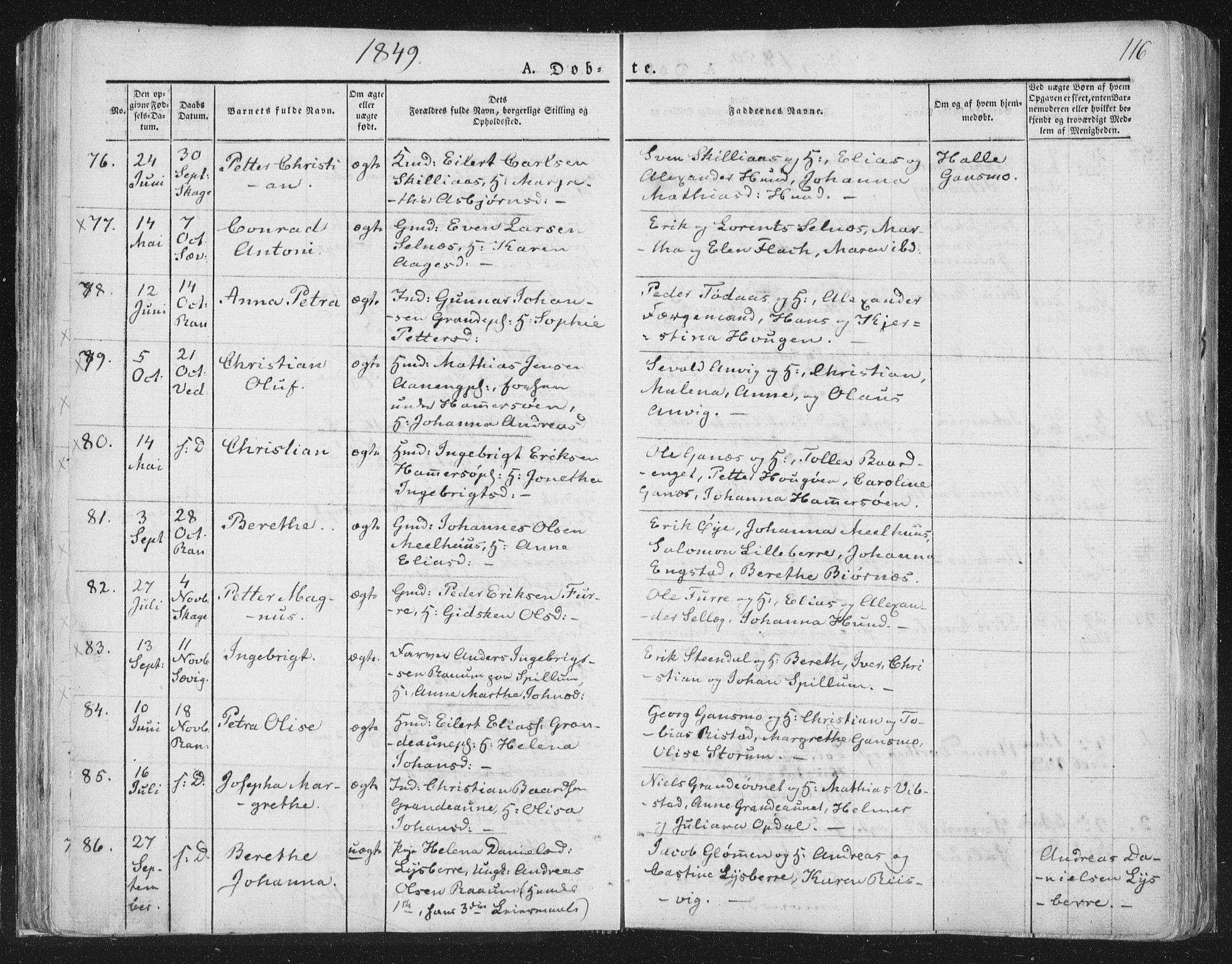 Ministerialprotokoller, klokkerbøker og fødselsregistre - Nord-Trøndelag, SAT/A-1458/764/L0551: Parish register (official) no. 764A07a, 1824-1864, p. 116