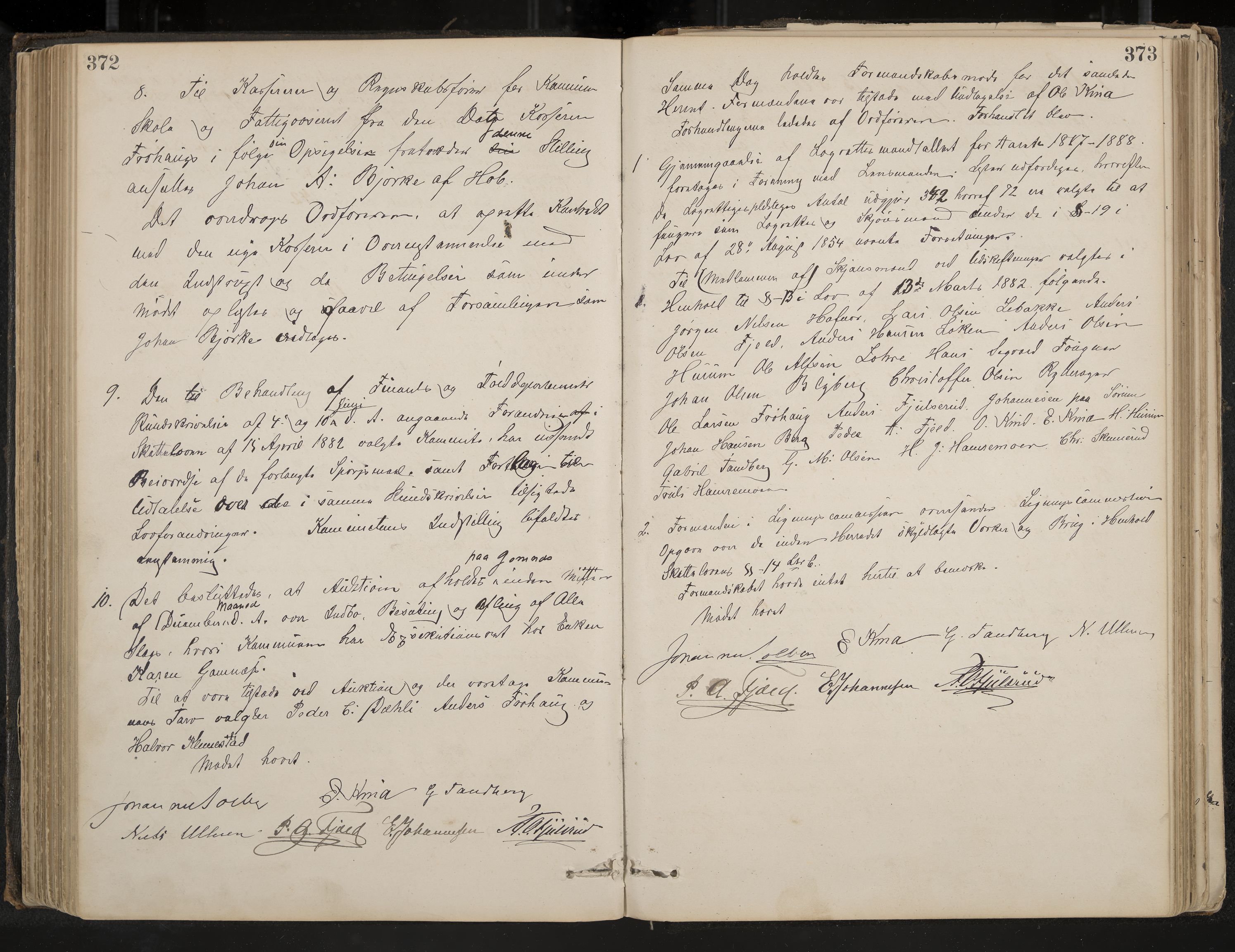 Hole formannskap og sentraladministrasjon, IKAK/0612021-1/A/Aa/L0002: Møtebok med register, 1875-1892, p. 372-373