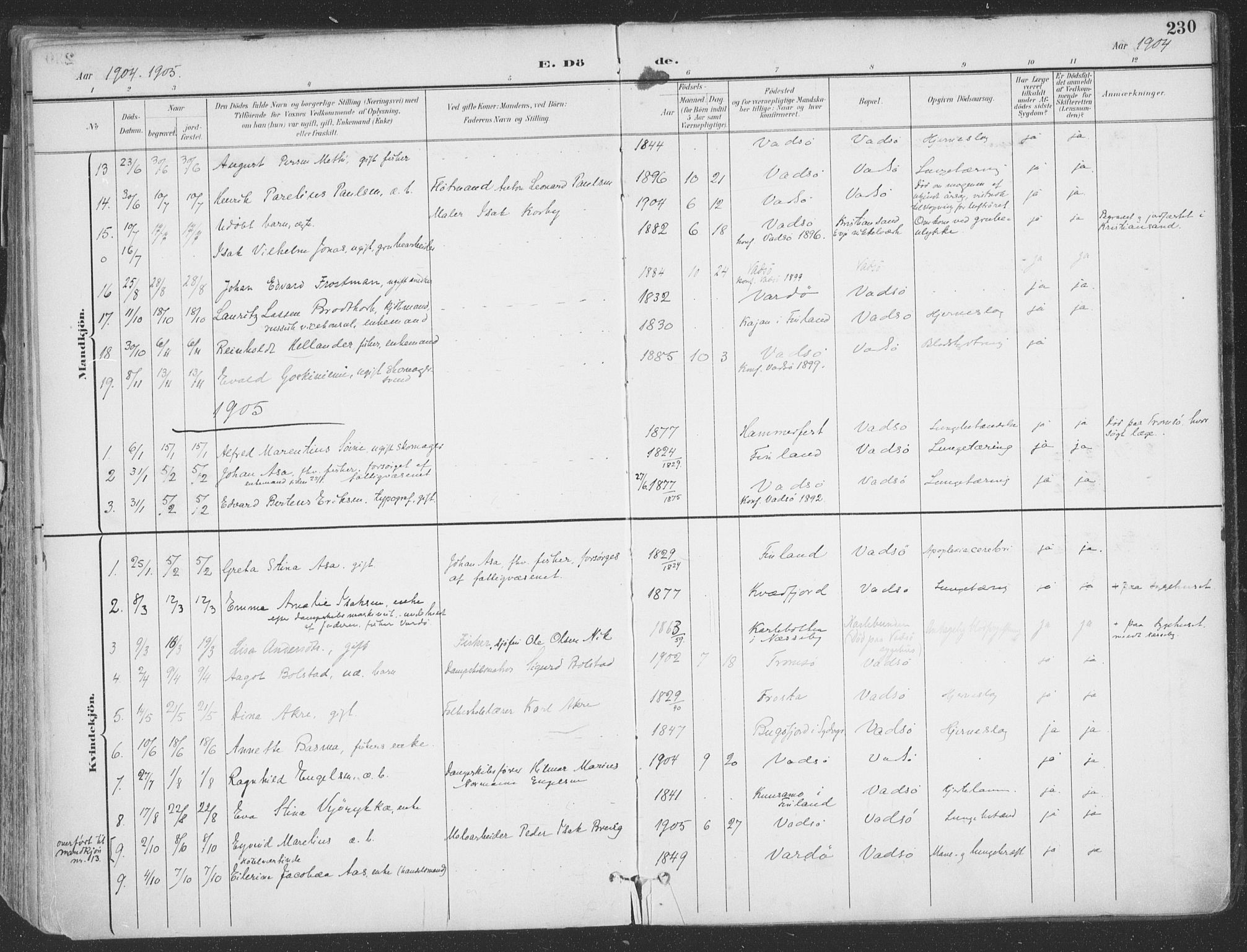 Vadsø sokneprestkontor, SATØ/S-1325/H/Ha/L0007kirke: Parish register (official) no. 7, 1896-1916, p. 230